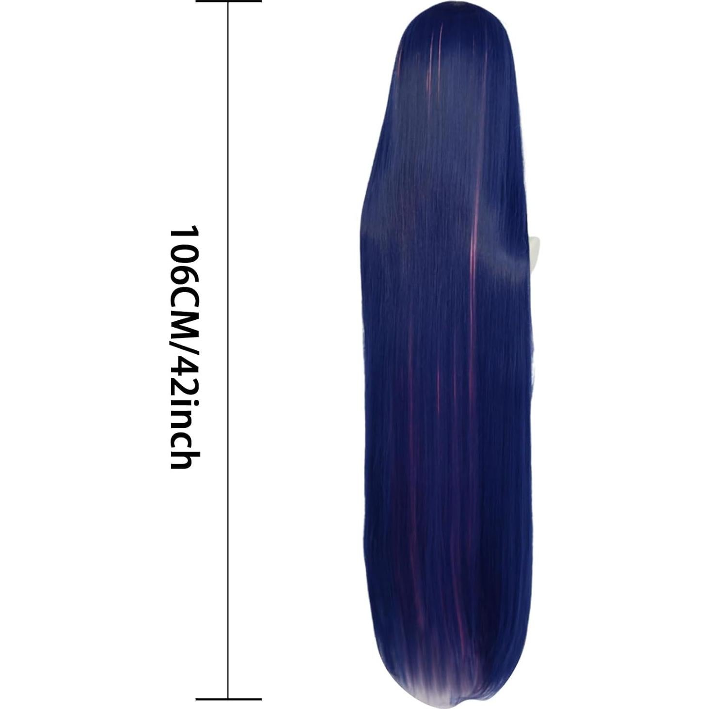 Peluca ANOGOL Azul Rosa 105cm Larga Recta para Cosplay