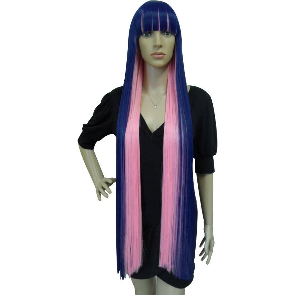 Peluca ANOGOL Azul Rosa 105cm Larga Recta para Cosplay
