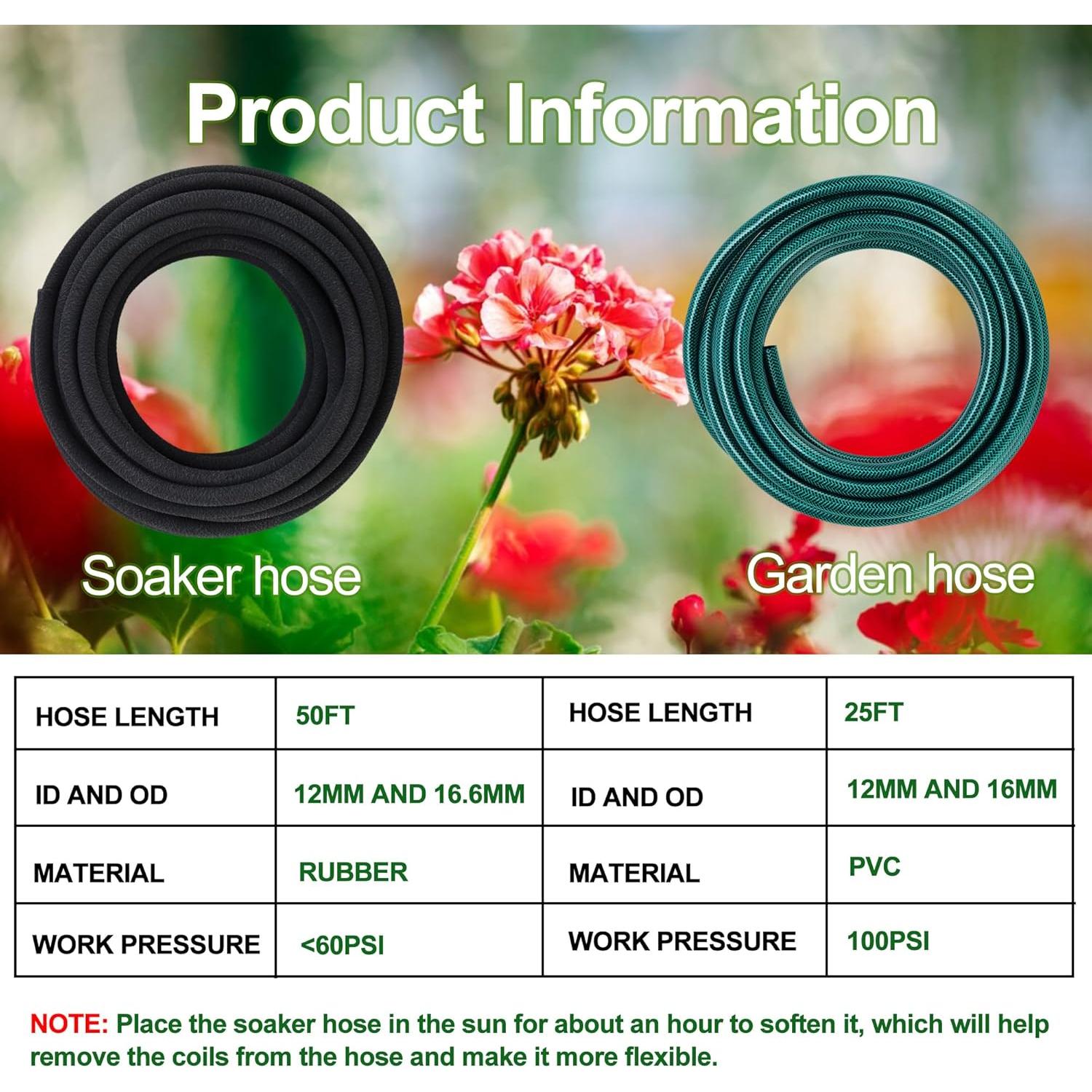 Manguera Empapadora Oscorna 50m + Manguera Jardín 25m