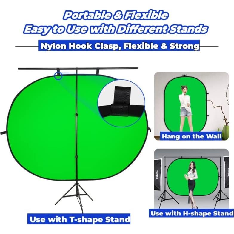 Blue Green Screen Backdrop Double Sided Collapsible Greenscreen Backdrop with Carrying Bag,Portable Pop Up Green Screen Background for Streaming Webcam (Blue & Green, 47.2 * 59.1")