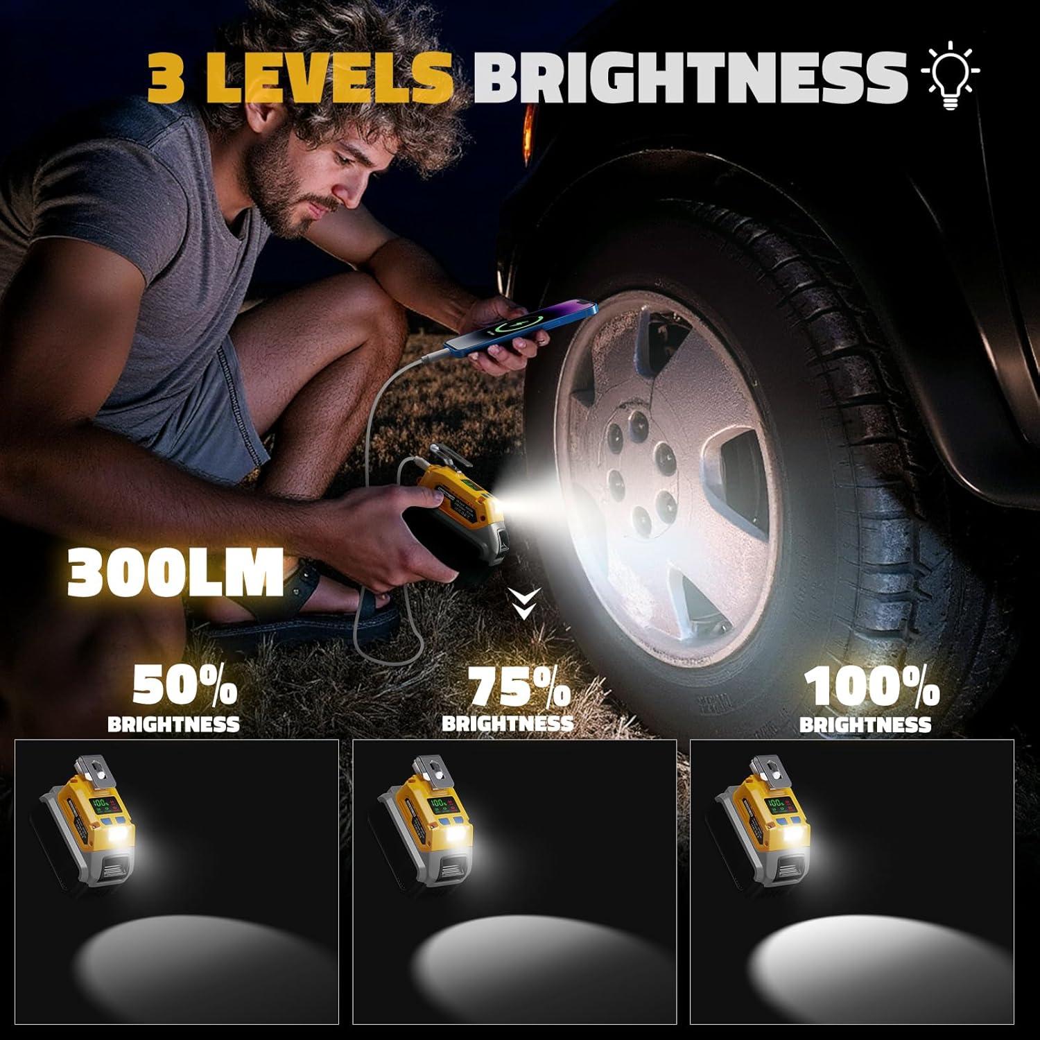 Adaptador de Batería USB 100W LIVOWALNY para Dewalt 20V