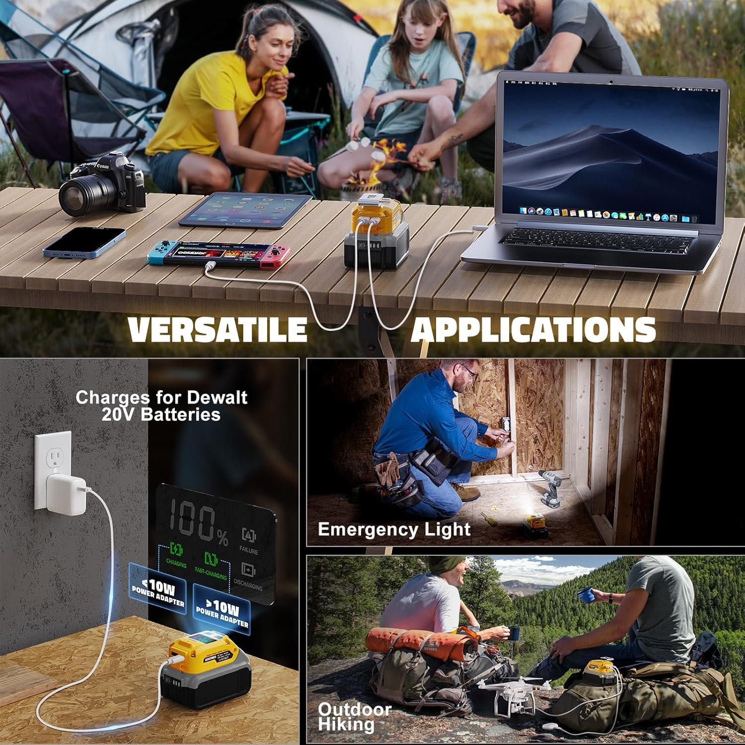 Adaptador de Batería USB 100W LIVOWALNY para Dewalt 20V