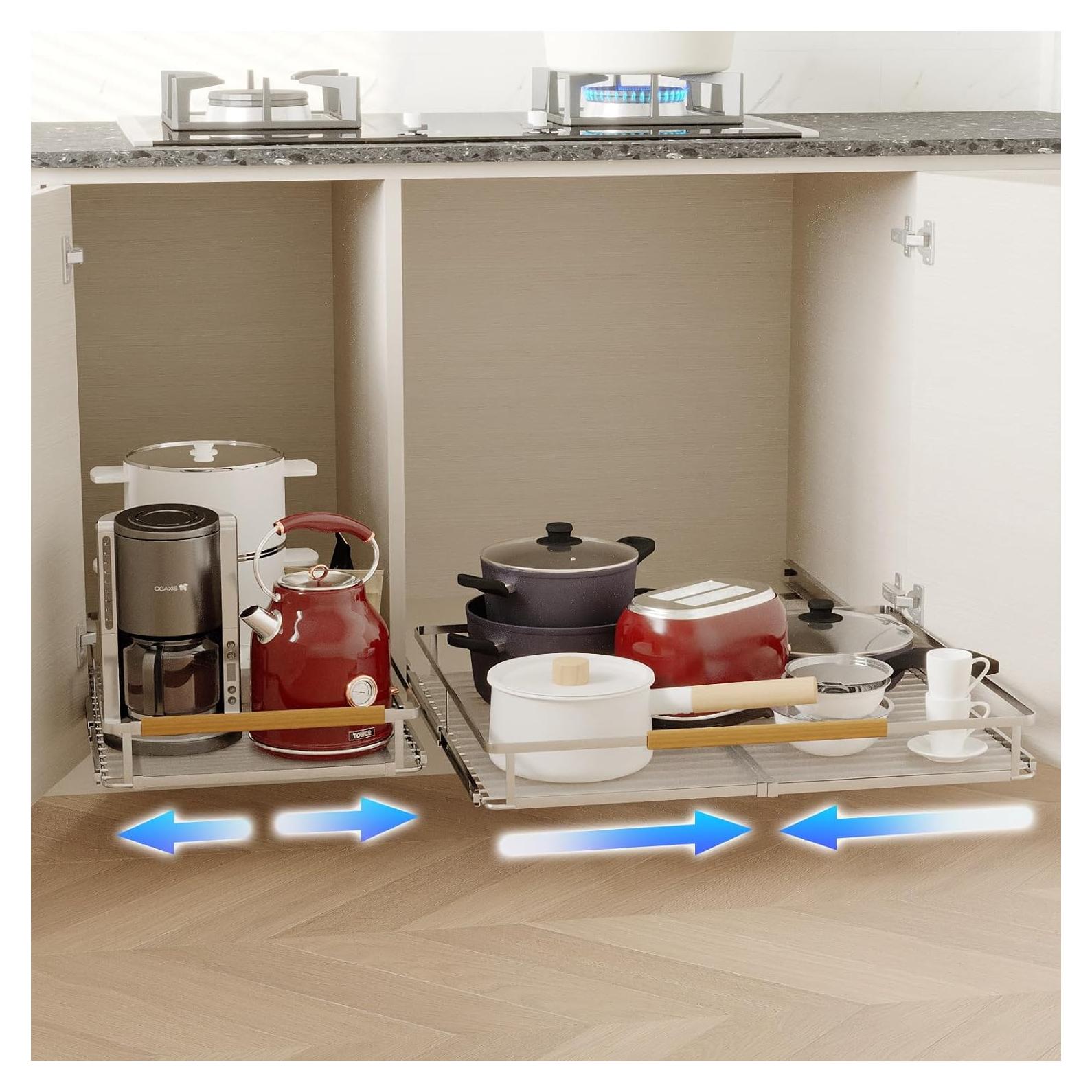 Organizador Expandible de Gabinete jkxoo 2 Paquetes Acero Inoxidable