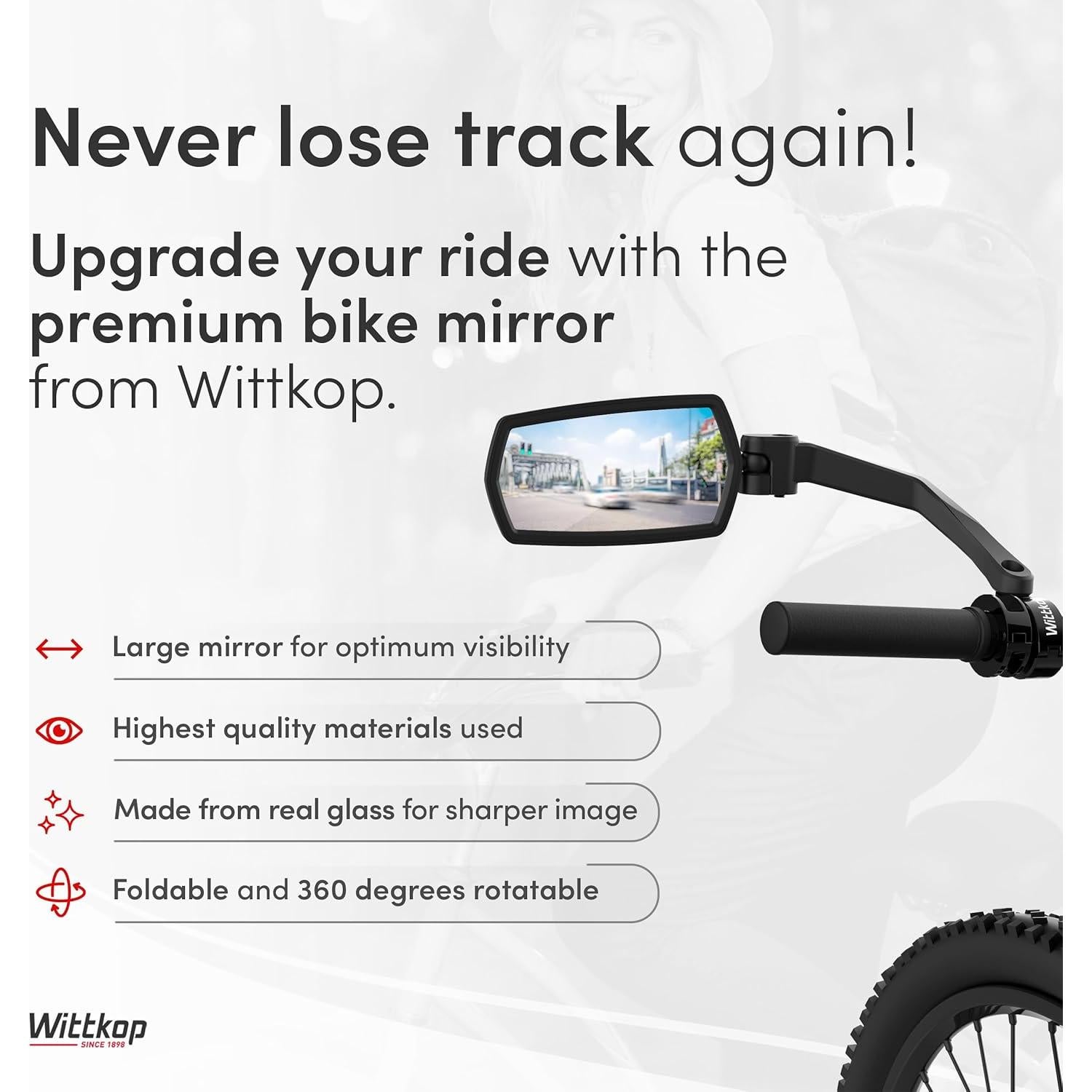 Espejo de Bicicleta Wittkop Izquierda HD Plegable 360°