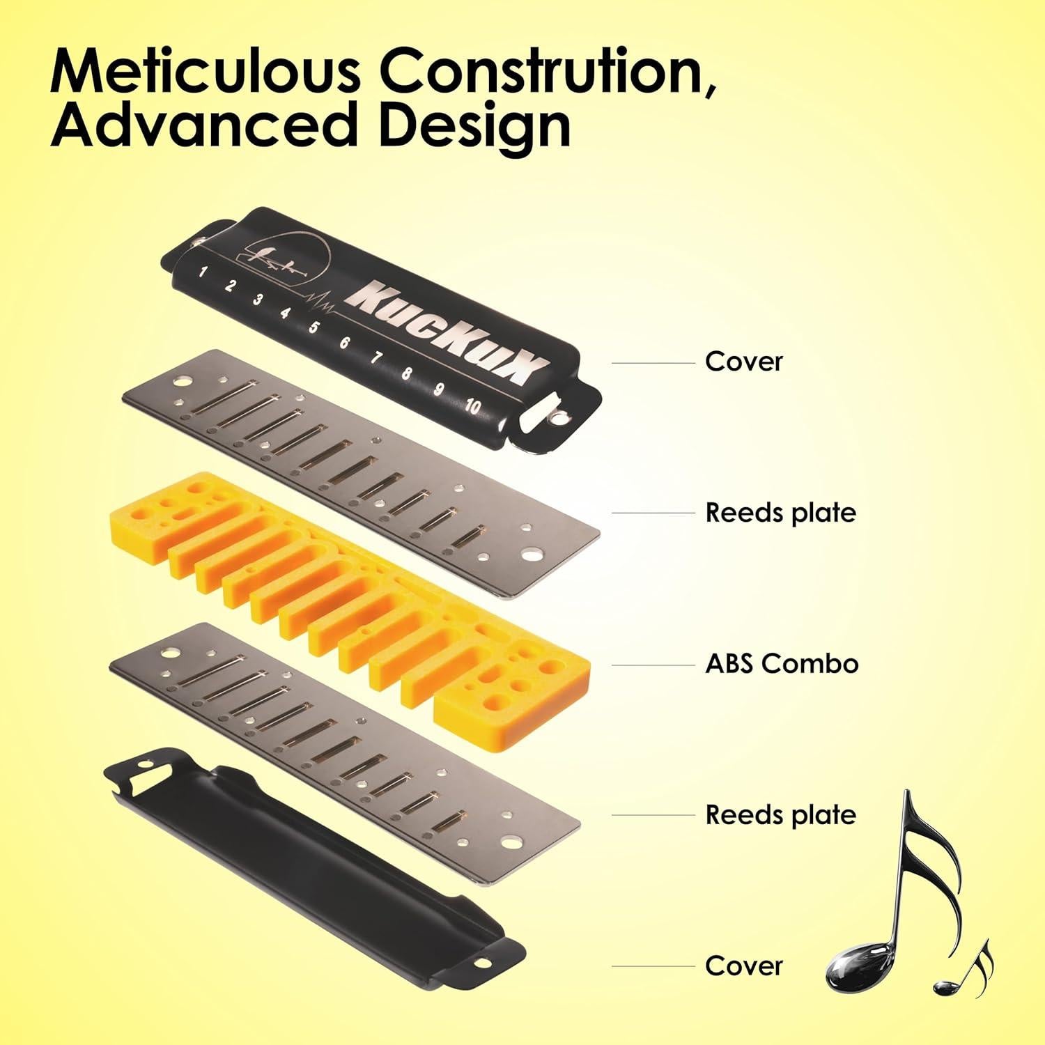 Harmónica Diatónica G 10 Agujeros Bronce Fosforado Compacta