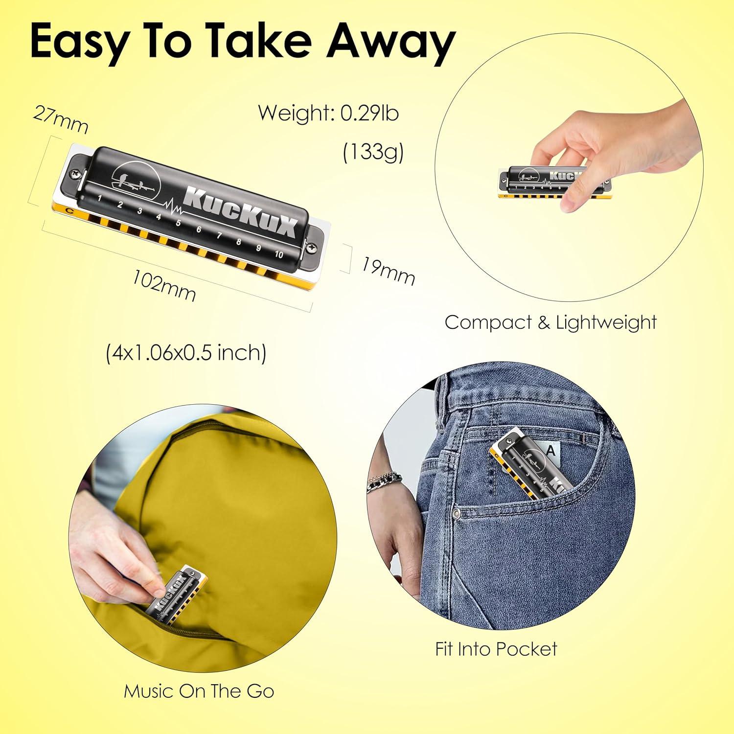 Harmónica Diatónica G 10 Agujeros Bronce Fosforado Compacta