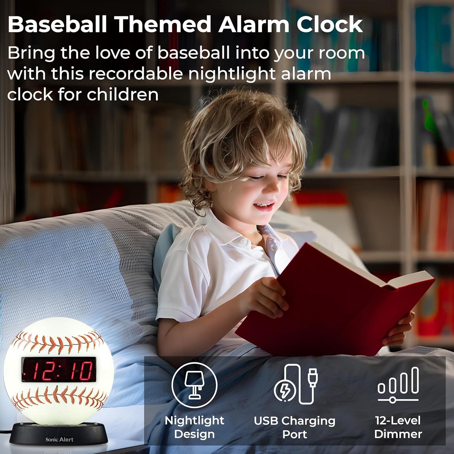 Reloj Despertador Digital Sonic Alert Béisbol - Volumen Ajustable