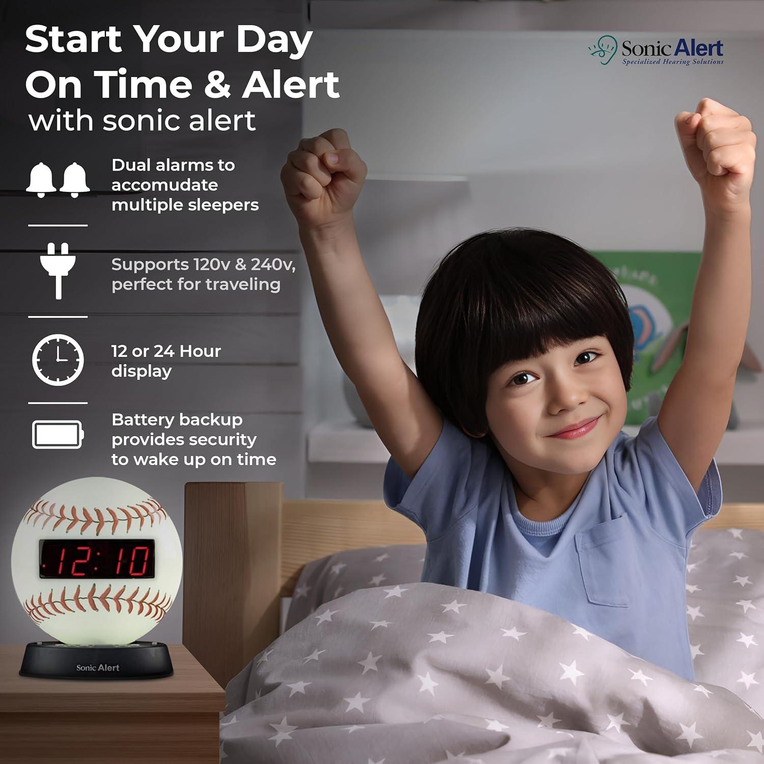 Reloj Despertador Digital Sonic Alert Béisbol - Volumen Ajustable