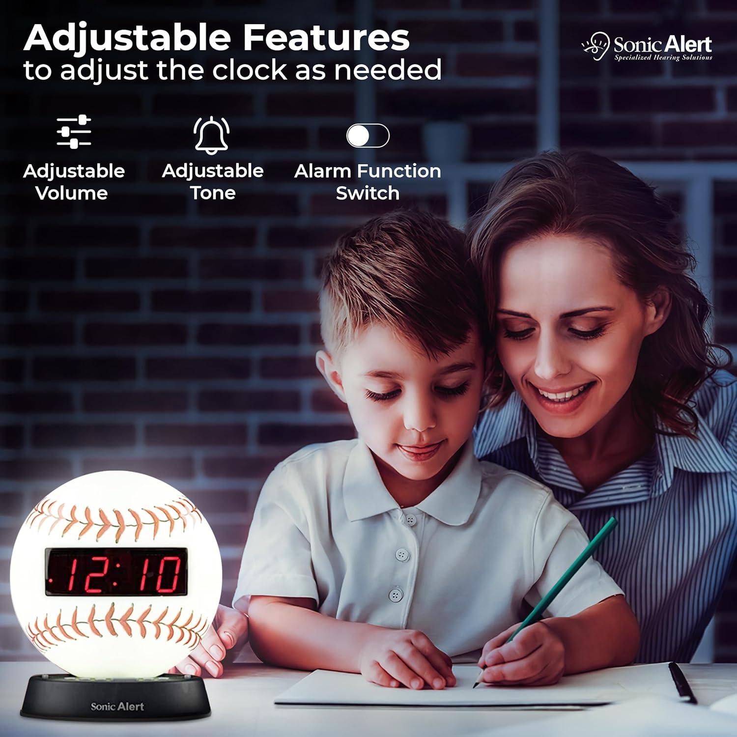 Reloj Despertador Digital Sonic Alert Béisbol - Volumen Ajustable