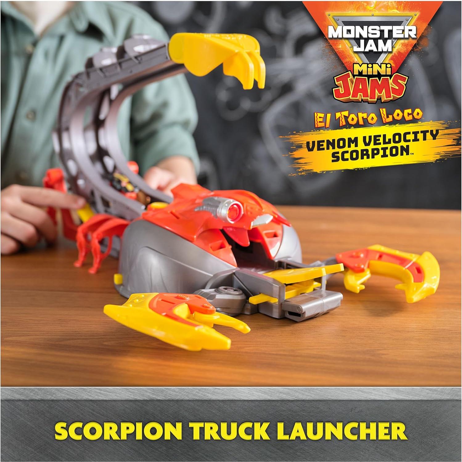 Monster Jam Mini, El Toro Loco Venom Velocity Scorpion Playset, 2 Exclusive Die-Cast El Toro Loco and Max-D Monster Truck, Kids Toys for Boys Ages 3 and Up