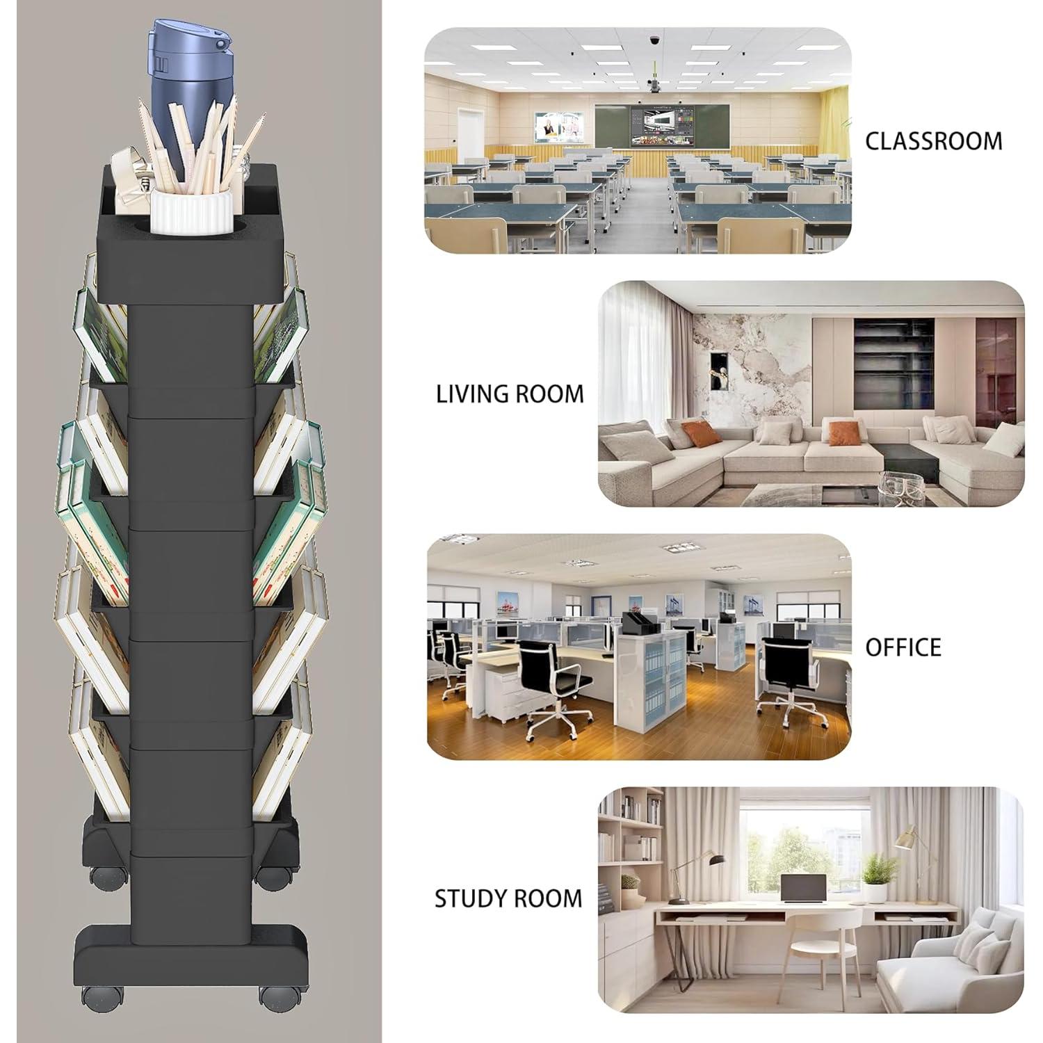 Carro de Estantería Móvil 6 Niveles BYFU Negro para Oficina