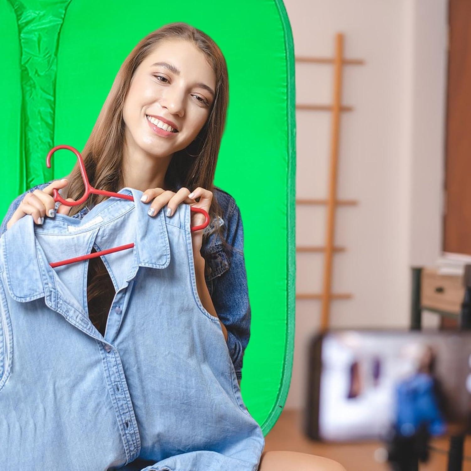 Set of Streaming Green Screen Chair | Double Sided Photography Background Sheet, Crease-Resistant Video Studio Calls Streaming Green Cloth Fabric Screen, Attaches to Any Chair