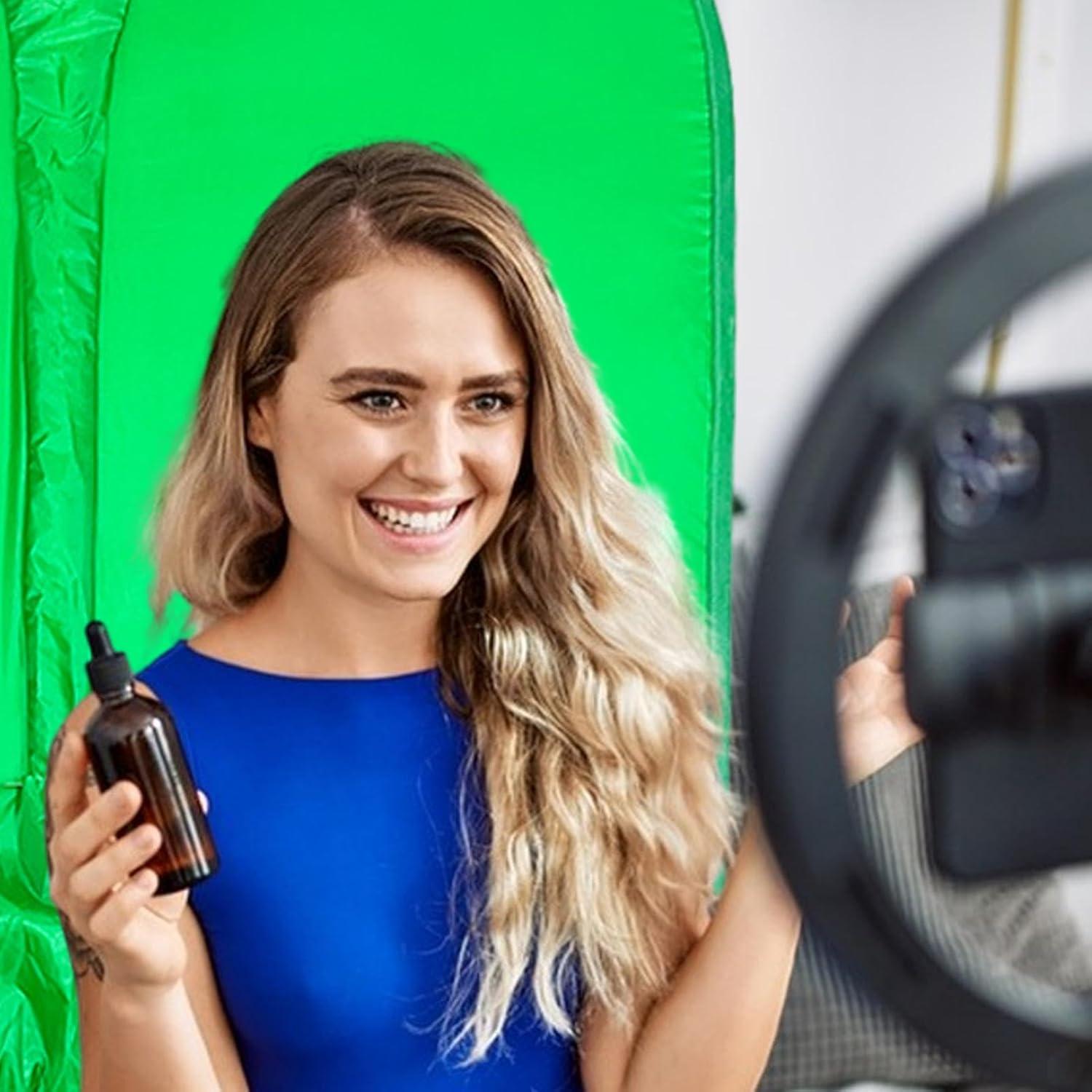 Set of Streaming Green Screen Chair | Double Sided Photography Background Sheet, Crease-Resistant Video Studio Calls Streaming Green Cloth Fabric Screen, Attaches to Any Chair