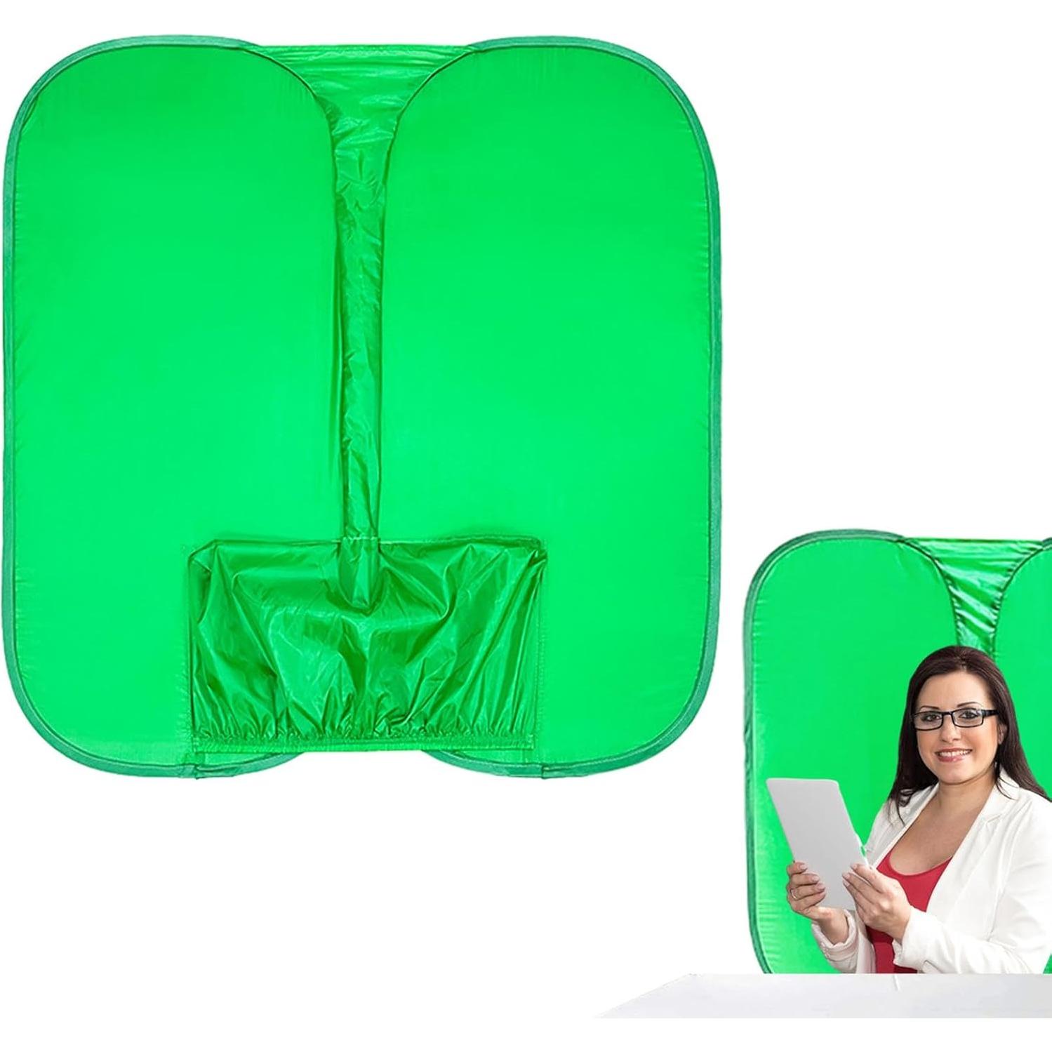 Set of Streaming Green Screen Chair | Double Sided Photography Background Sheet, Crease-Resistant Video Studio Calls Streaming Green Cloth Fabric Screen, Attaches to Any Chair