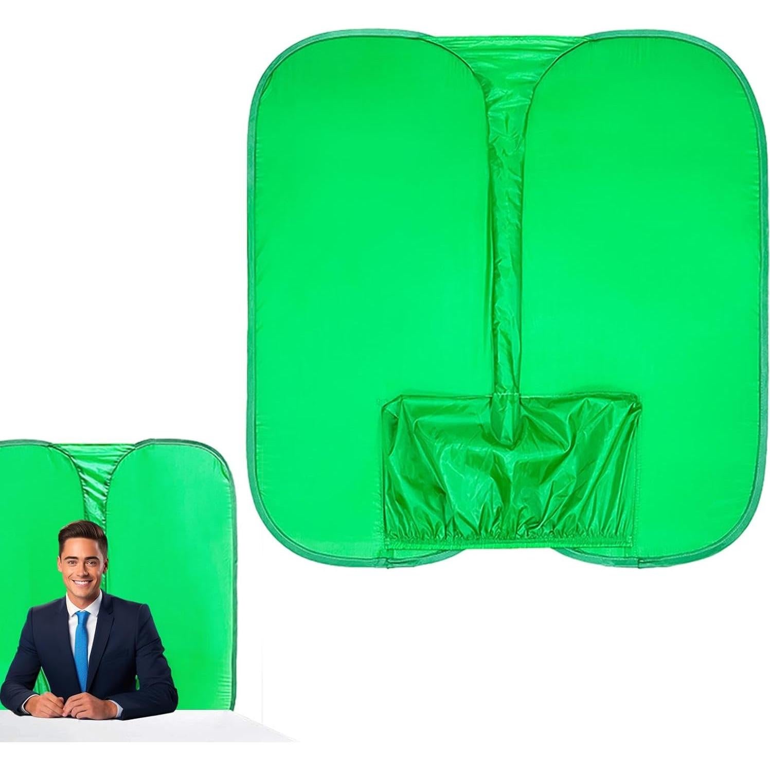 Set of Streaming Green Screen Chair | Double Sided Photography Background Sheet, Crease-Resistant Video Studio Calls Streaming Green Cloth Fabric Screen, Attaches to Any Chair