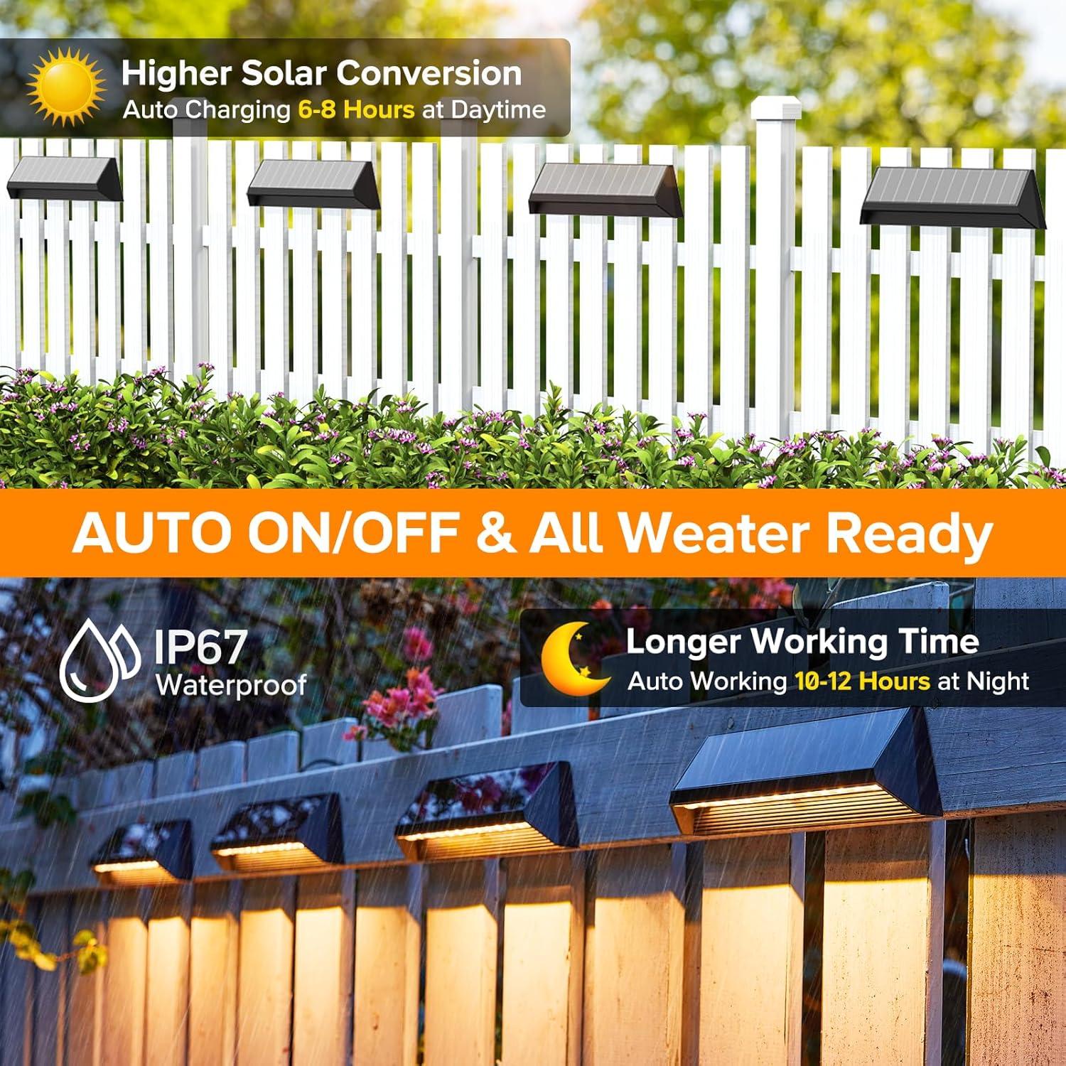 Luces Solares LETMY para Cercas Exteriores 4 Paquete IP67