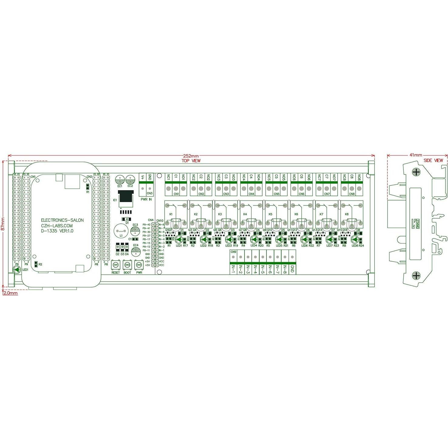 Módulo Relé de Potencia IoT DIN 8 SPDT CZH-LABS para BeagleBone