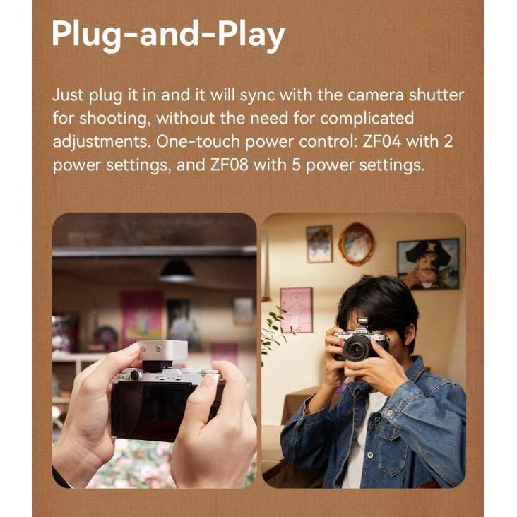 Flash de Cámara ZENIKO ZF08 - 440 Flashes, Carga Tipo-C, Plata