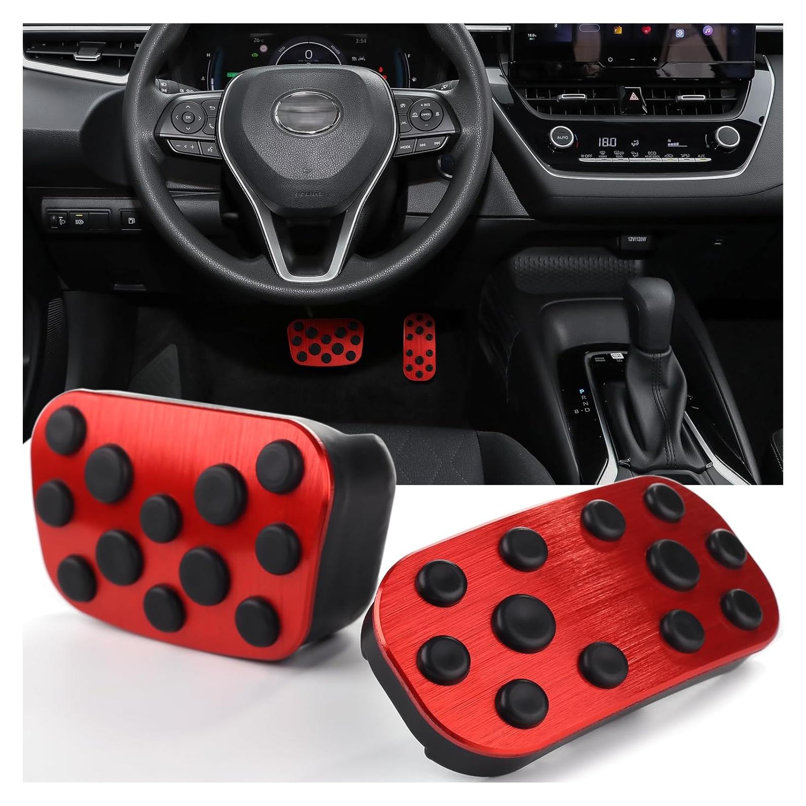 Cubiertas de Pedales Antideslizantes CKE para Toyota Corolla 2019-2025 y Cross 2022-2025 - Rojo