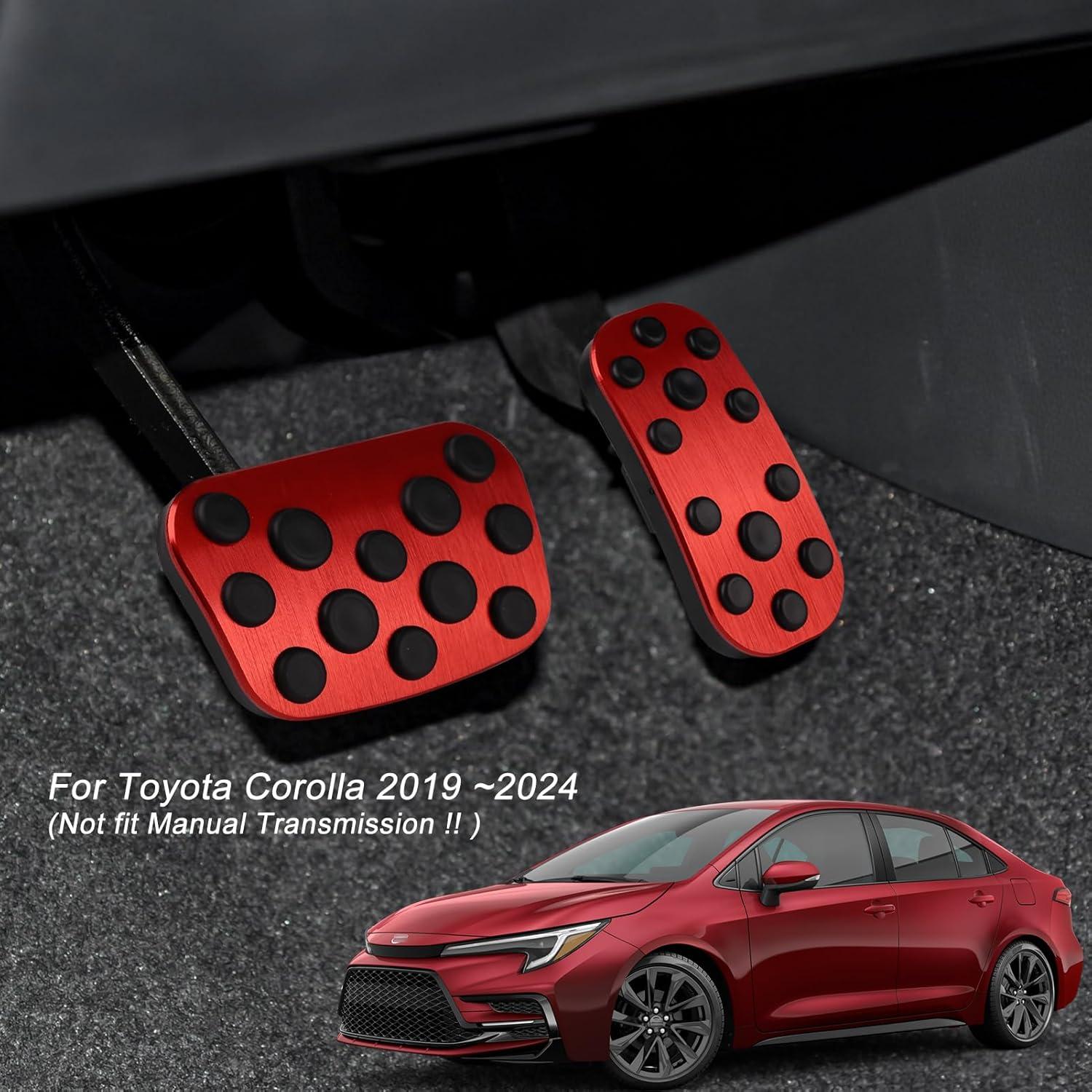 Cubiertas de Pedales Antideslizantes CKE para Toyota Corolla 2019-2025 y Cross 2022-2025 - Rojo