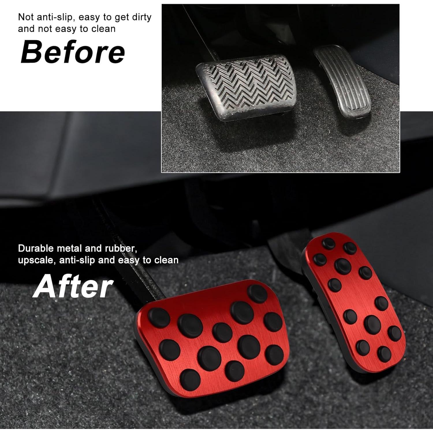 Cubiertas de Pedales Antideslizantes CKE para Toyota Corolla 2019-2025 y Cross 2022-2025 - Rojo