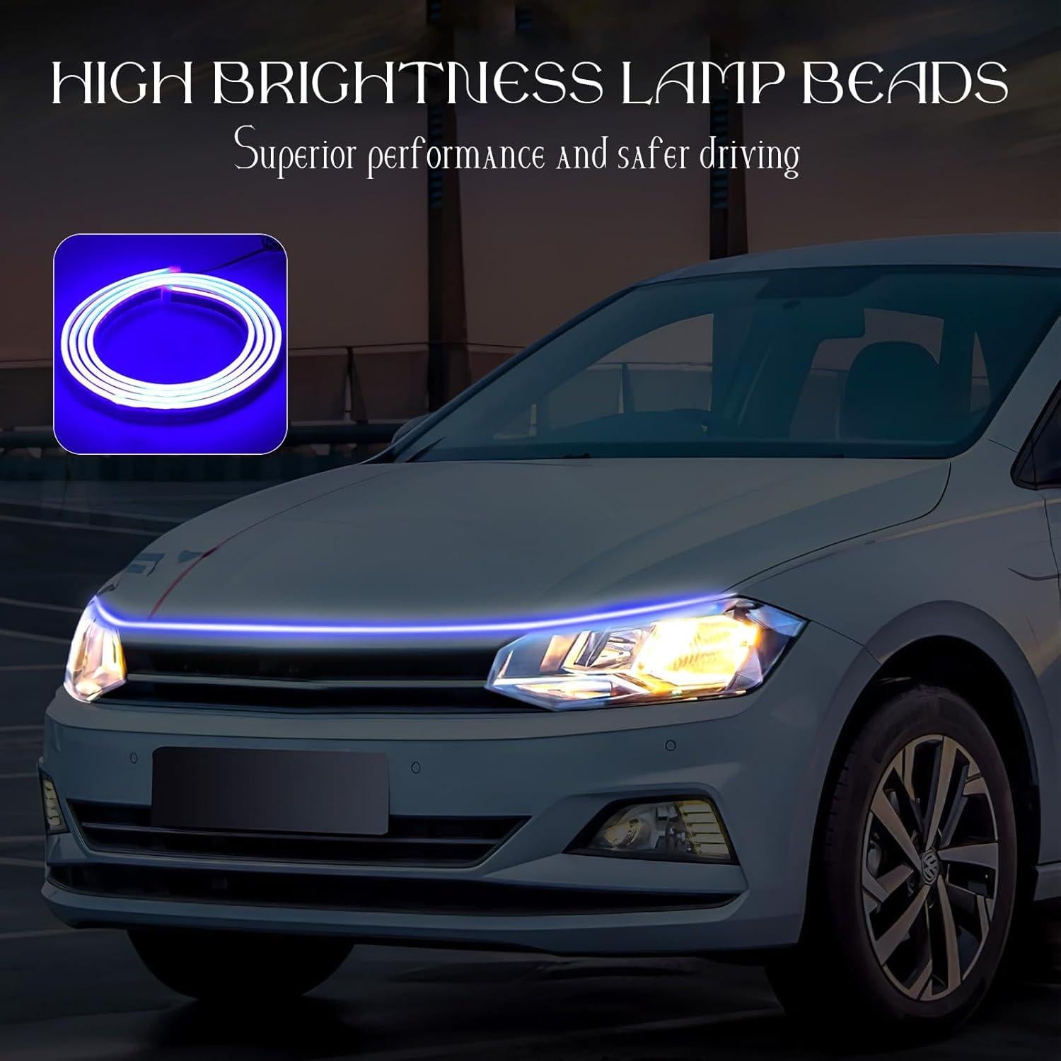 Tira de Luz LED de Capó Hbxdeco 149.86 cm Azul Impermeable