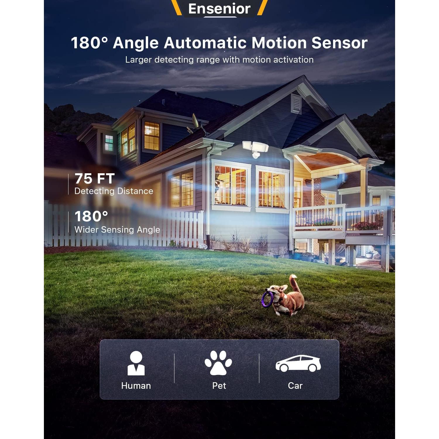 Luz de Seguridad Solar Ensenior 3 Cabezas 1800LM IP65