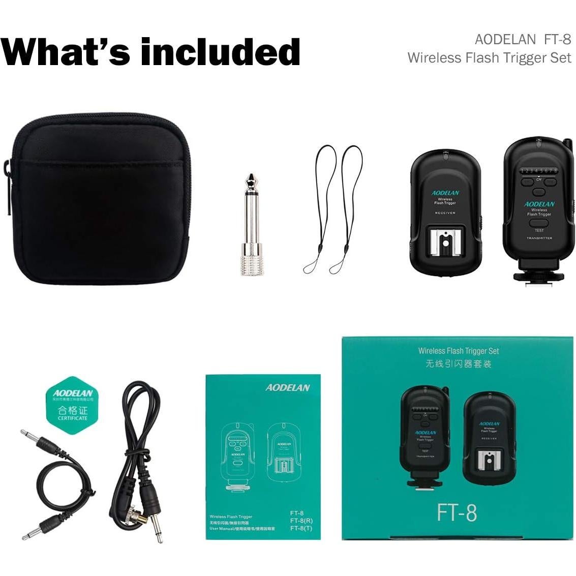 Disparador Inalámbrico AODELAN FT-8 para Canon Nikon 200m