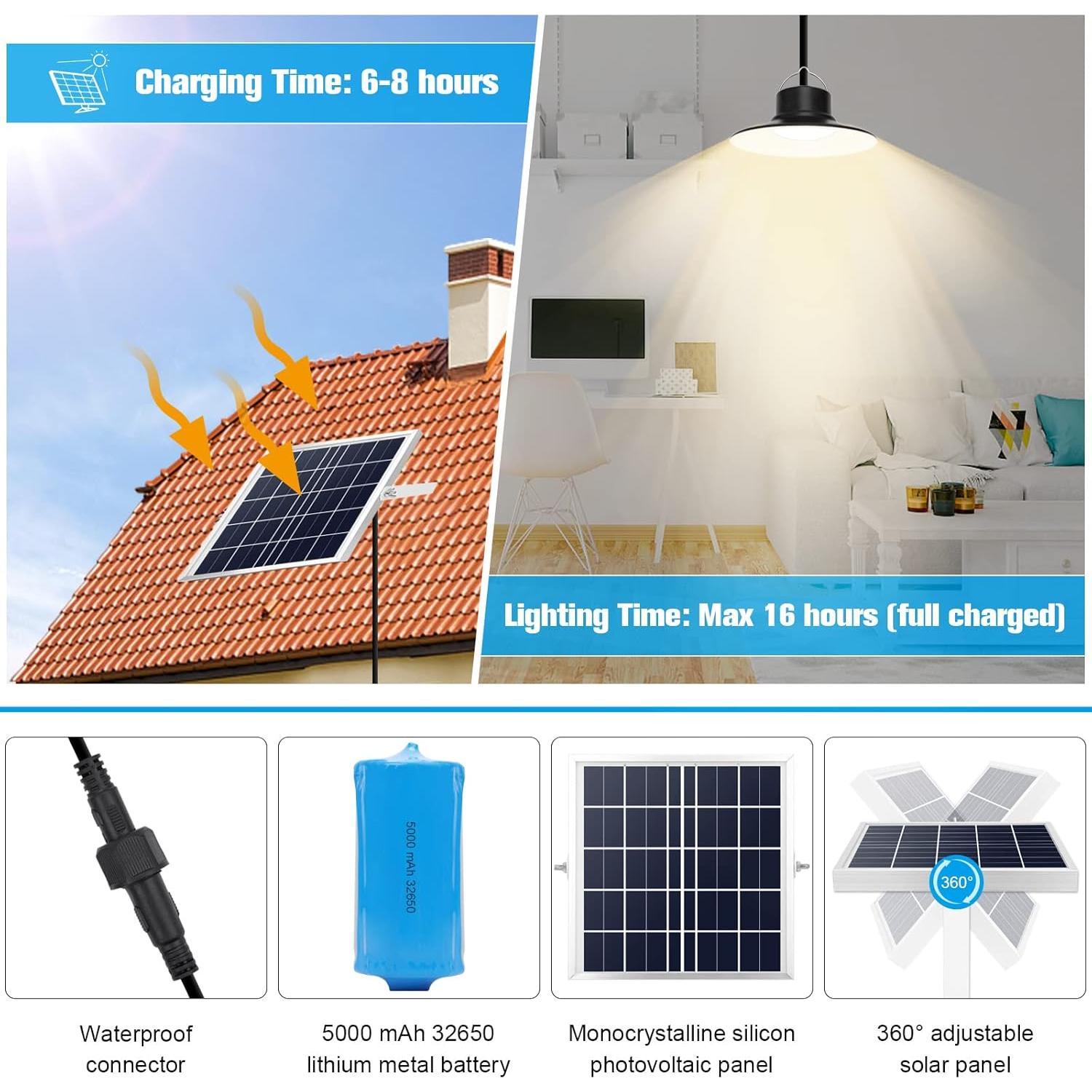 NIORSUN Luz Colgante Solar LED 3000K-5000K IP66 5m