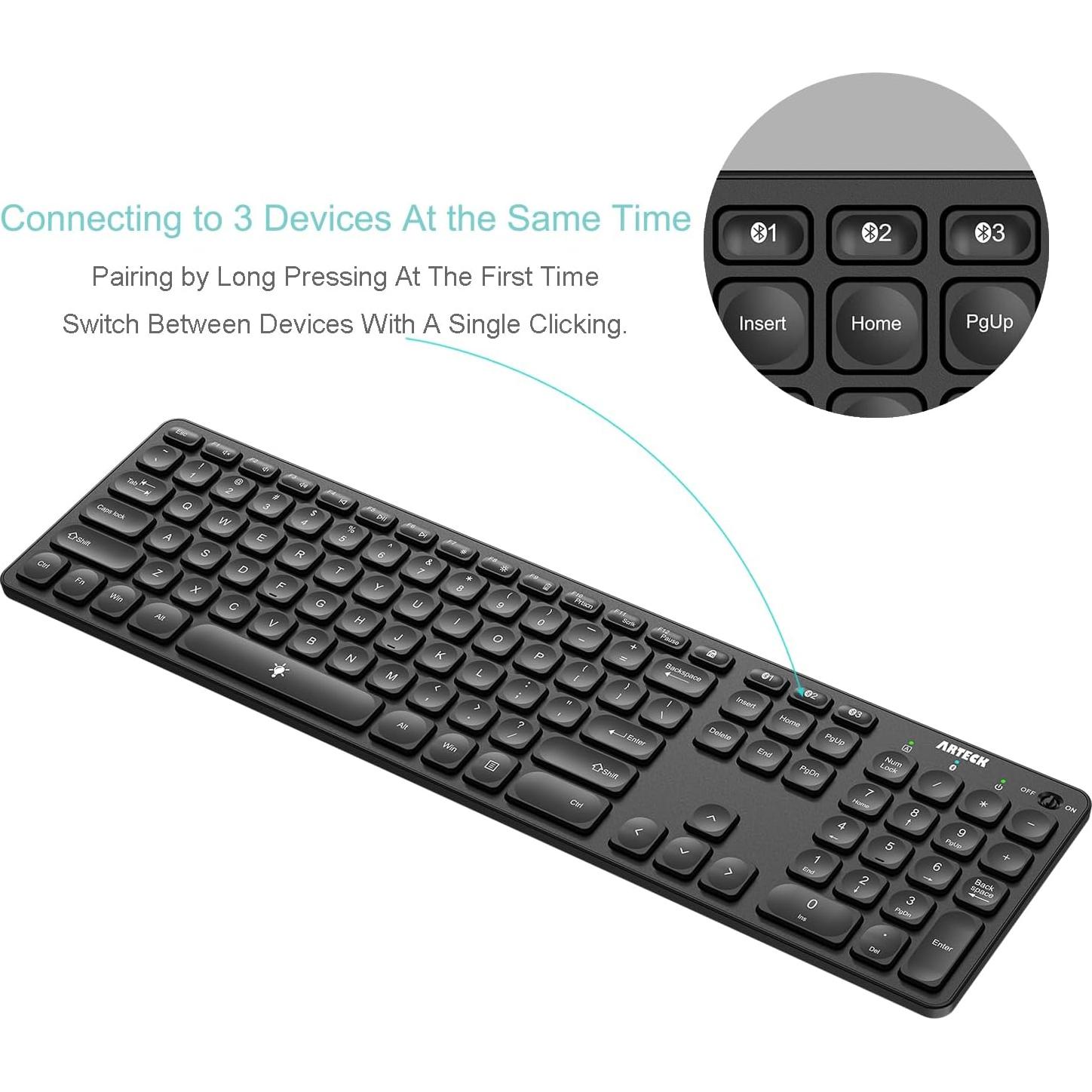 Teclado Inalámbrico Bluetooth Arteck con Retroiluminación 7 Colores