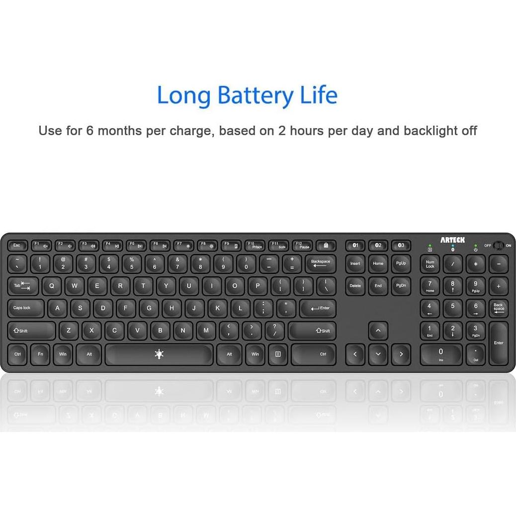 Teclado Inalámbrico Bluetooth Arteck con Retroiluminación 7 Colores