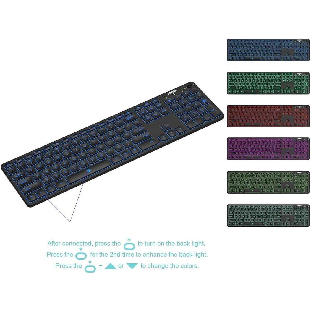 Teclado Inalámbrico Bluetooth Arteck con Retroiluminación 7 Colores