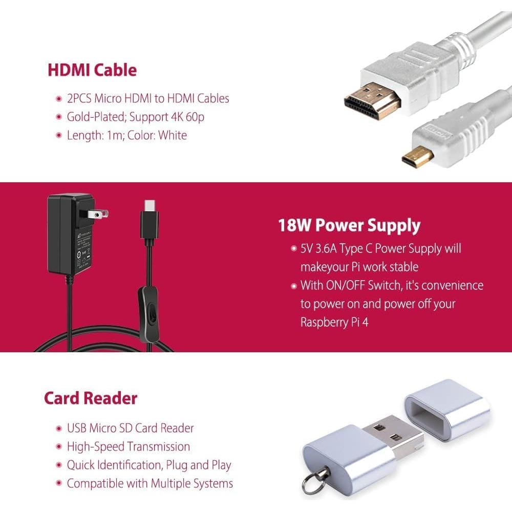 Kit GeeekPi Raspberry Pi 4B 4GB con Accesorios y Caja