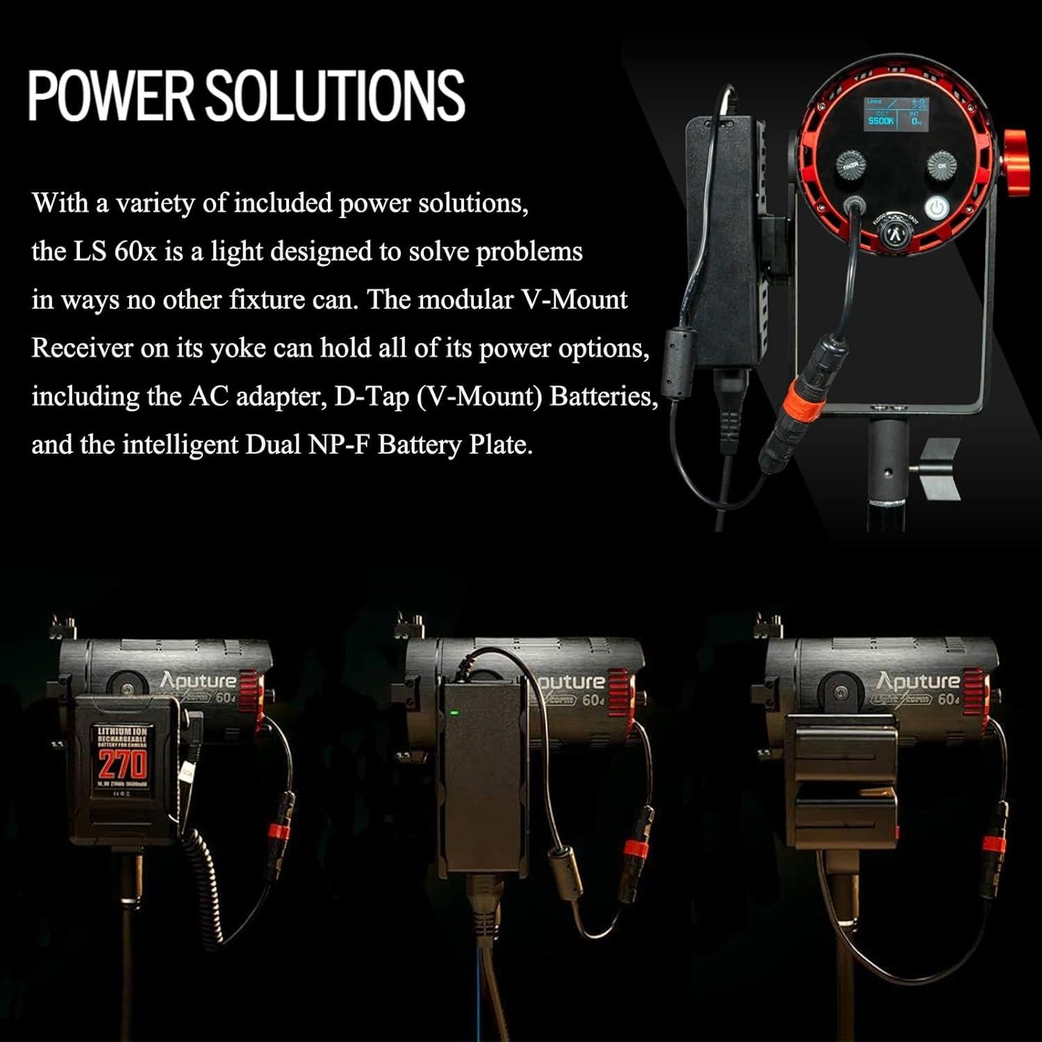 Aputure LS 60X Luz LED Bi-Color Focalizada 60W 30000lux