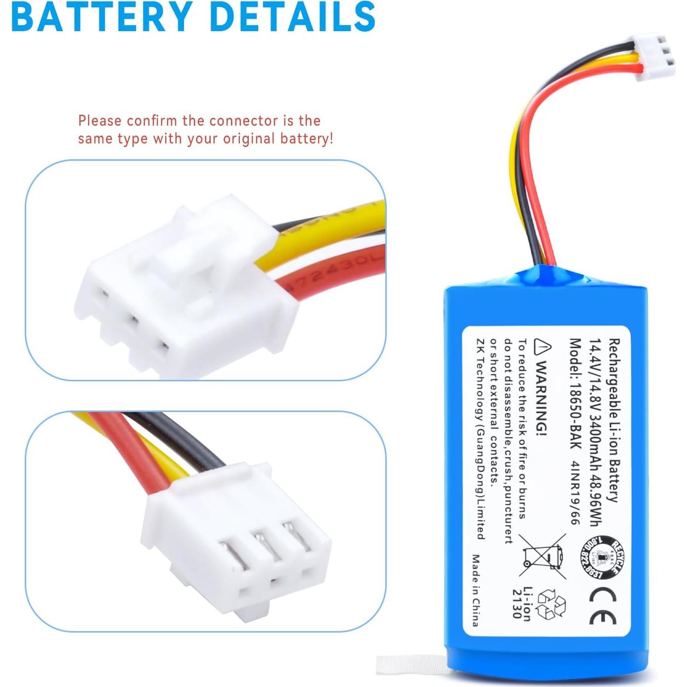 Batería de Litio 14.4V 3400mAh para Robot Aspirador Midea M4