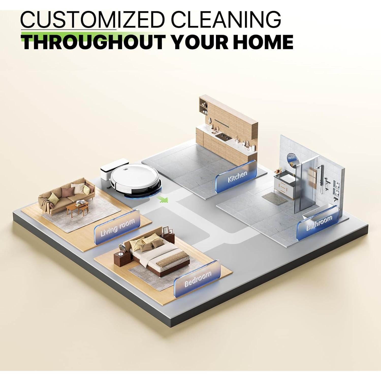 Aspiradora Robot Magshion MAG-A03, 2800Pa, Wi-Fi, 2 en 1