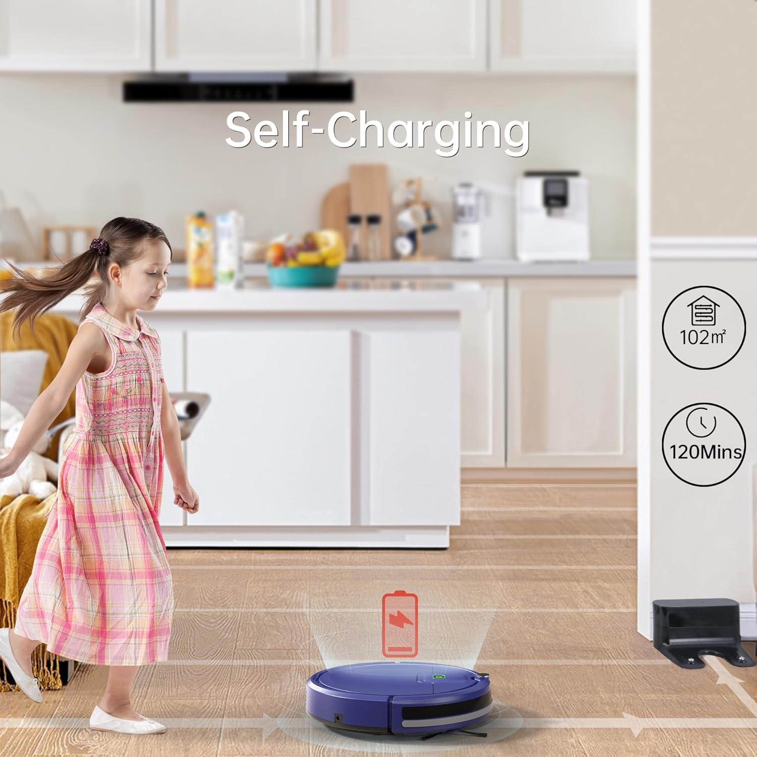 Aspiradora Robot ENCHE RG803, 2900Pa, Carga Automática, Azul