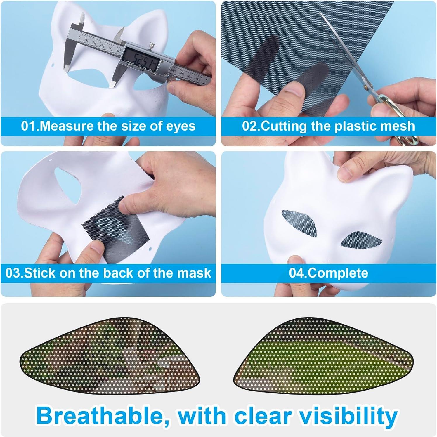 5 Hojas Malla Ojos Fursuit Negros Pndeyo 300x200mm PVC