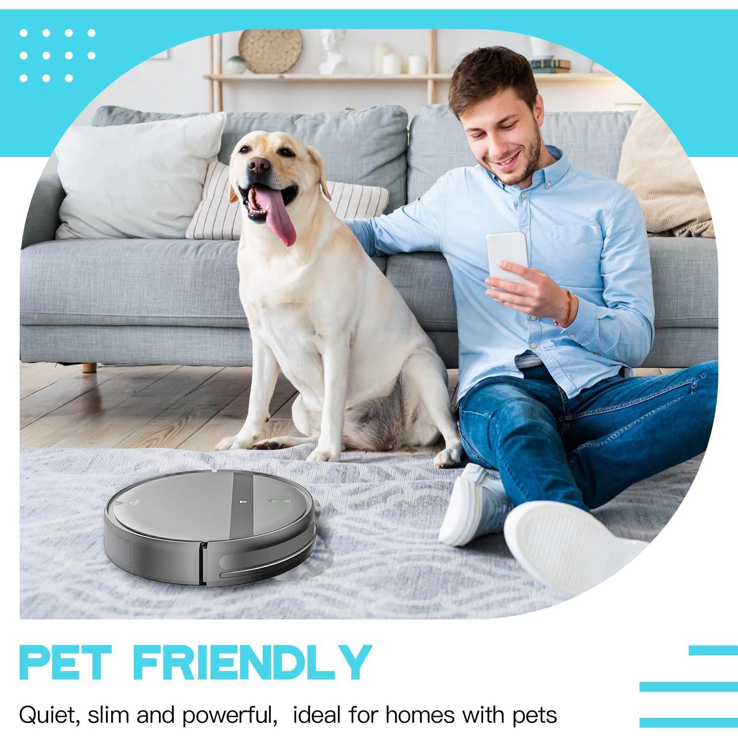 Robot Vacuum and Mop Combo, App/Alexa Control, Smart Robot Vacuum Cleaner, Ultra-Thin, Automatic Recharge Robotic Vacuum Cleaner for Pet Hair/Carpet/Hard Floor