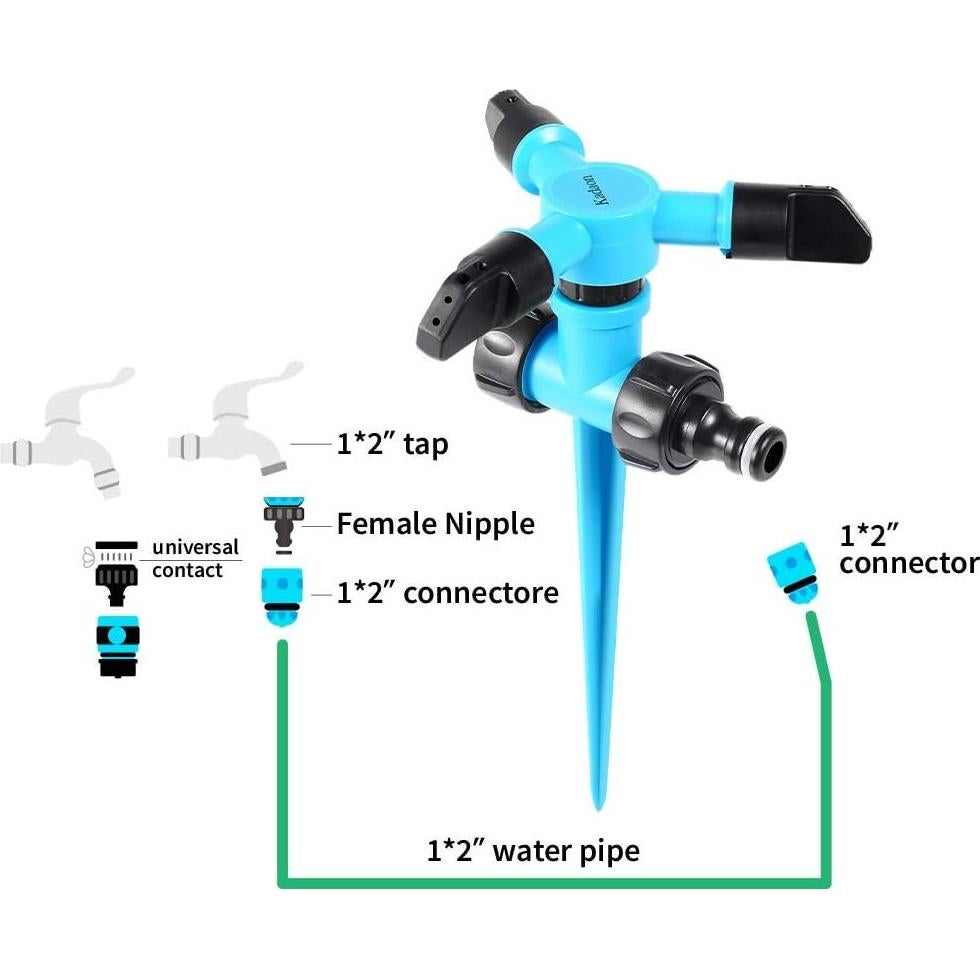 Aspersor de Jardín Kadaon Rotativo 360° Ajustable 7.3-9.8 m