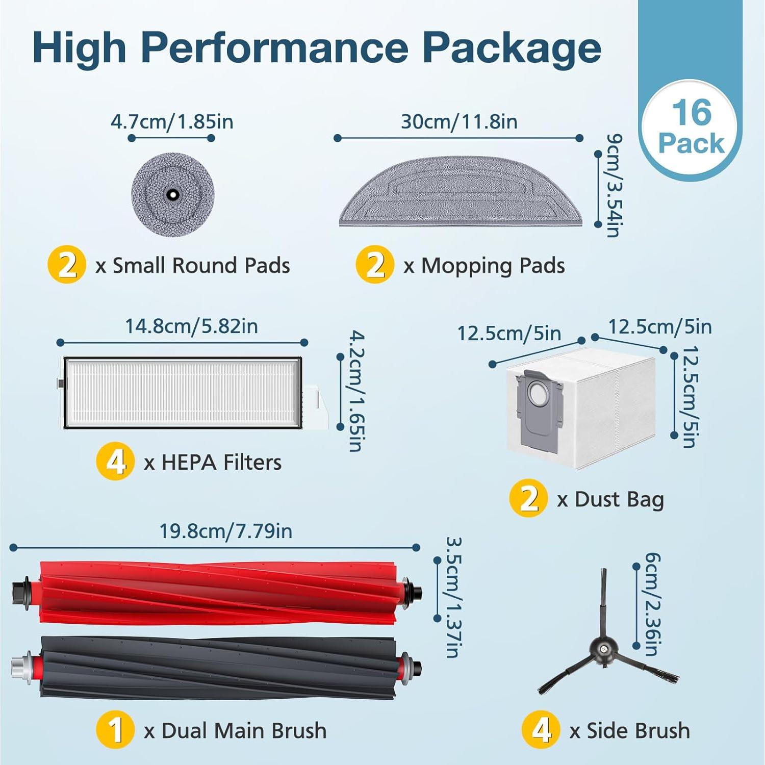 Kit de Accesorios Lacvik para Aspiradora Roborock S8 MaxV Ultra