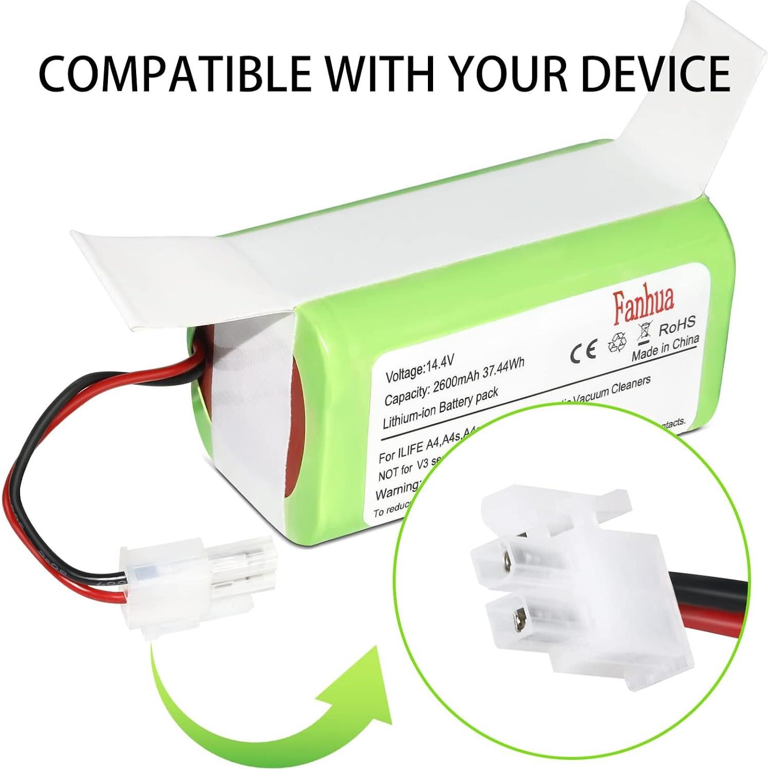 Batería de Reemplazo Fanhua 14.4V 2600mAh para ILIFE A4 A6 A9