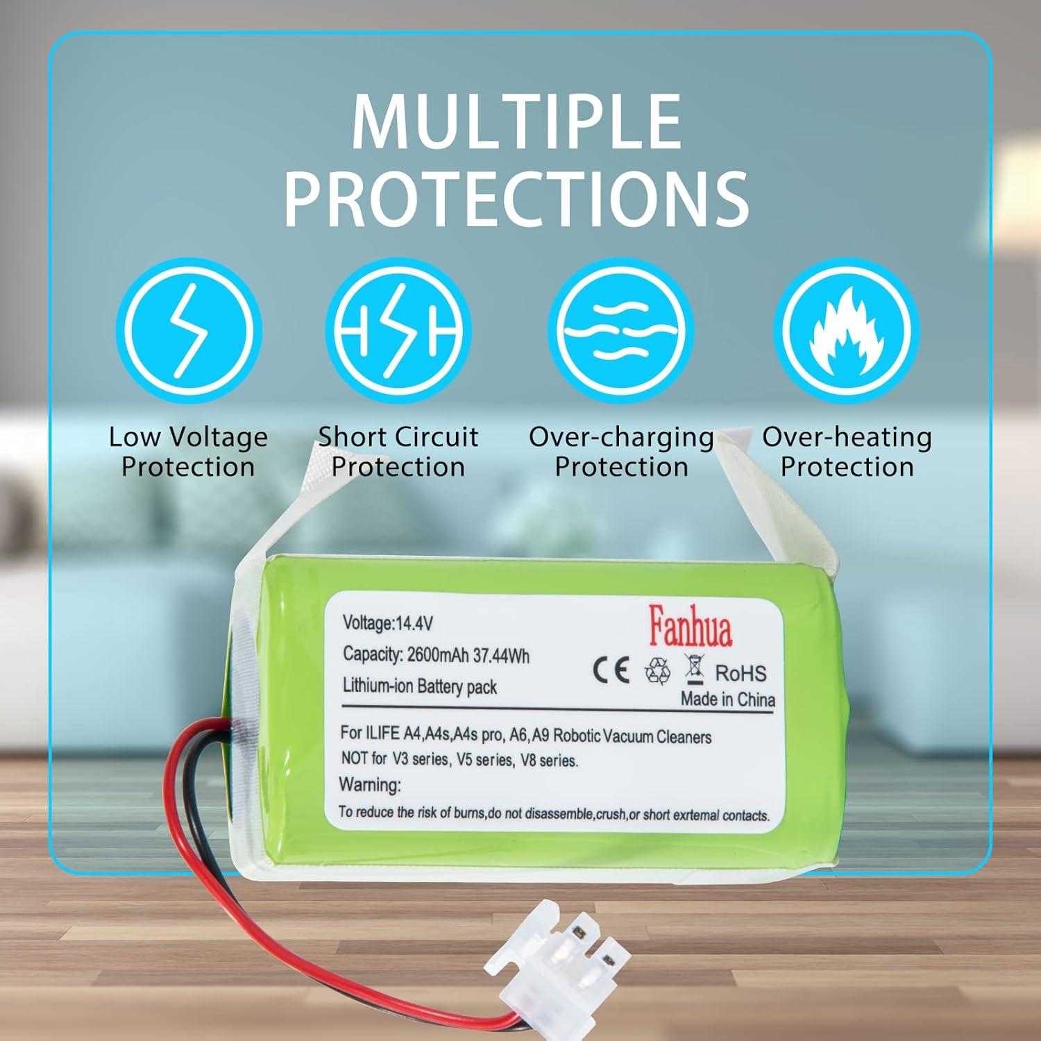 Batería de Reemplazo Fanhua 14.4V 2600mAh para ILIFE A4 A6 A9