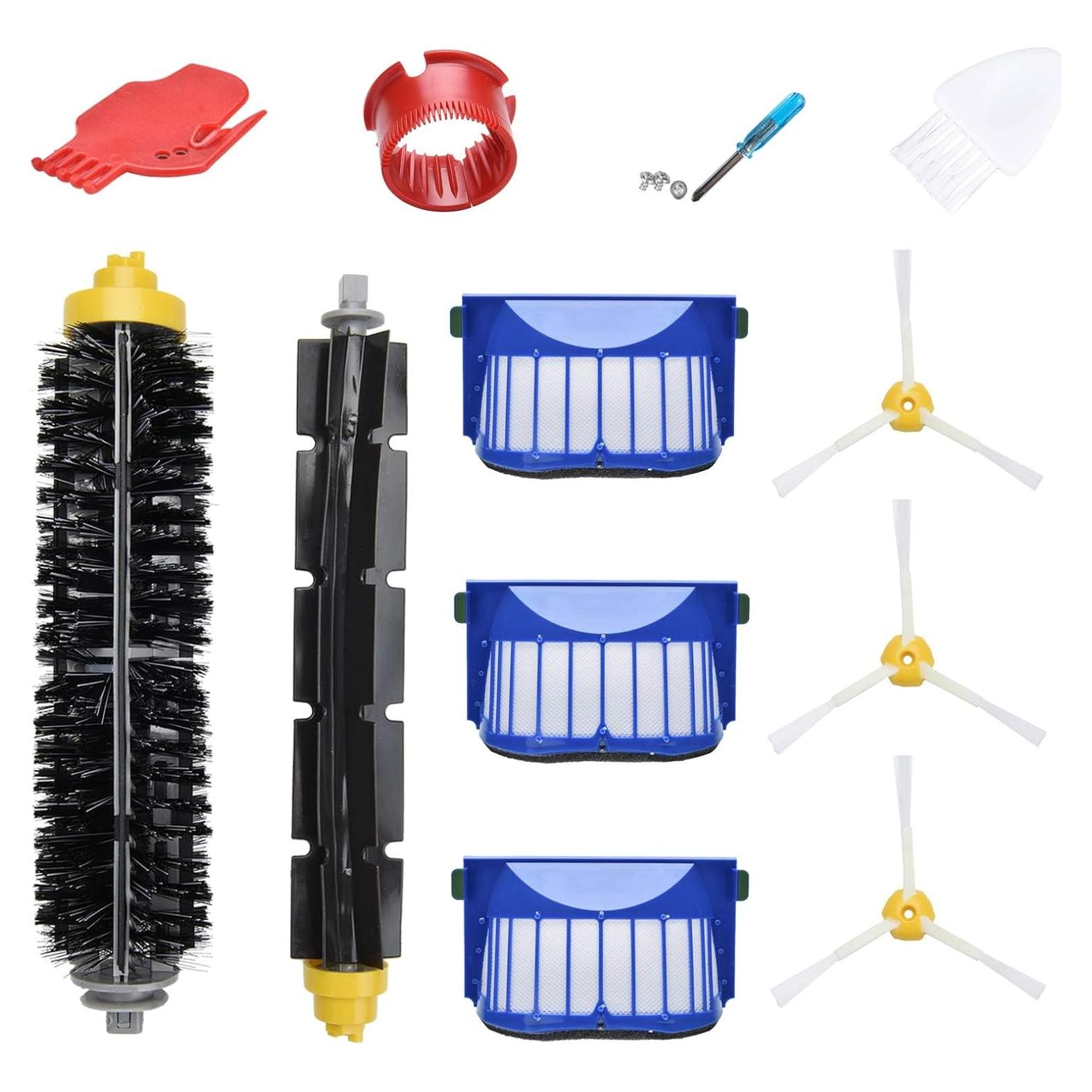 Kit de Repuestos LOVECO para iRobot Roomba 600 y 500 - 3 Filtros, 3 Cepillos Laterales, 1 Cepillo Flexible