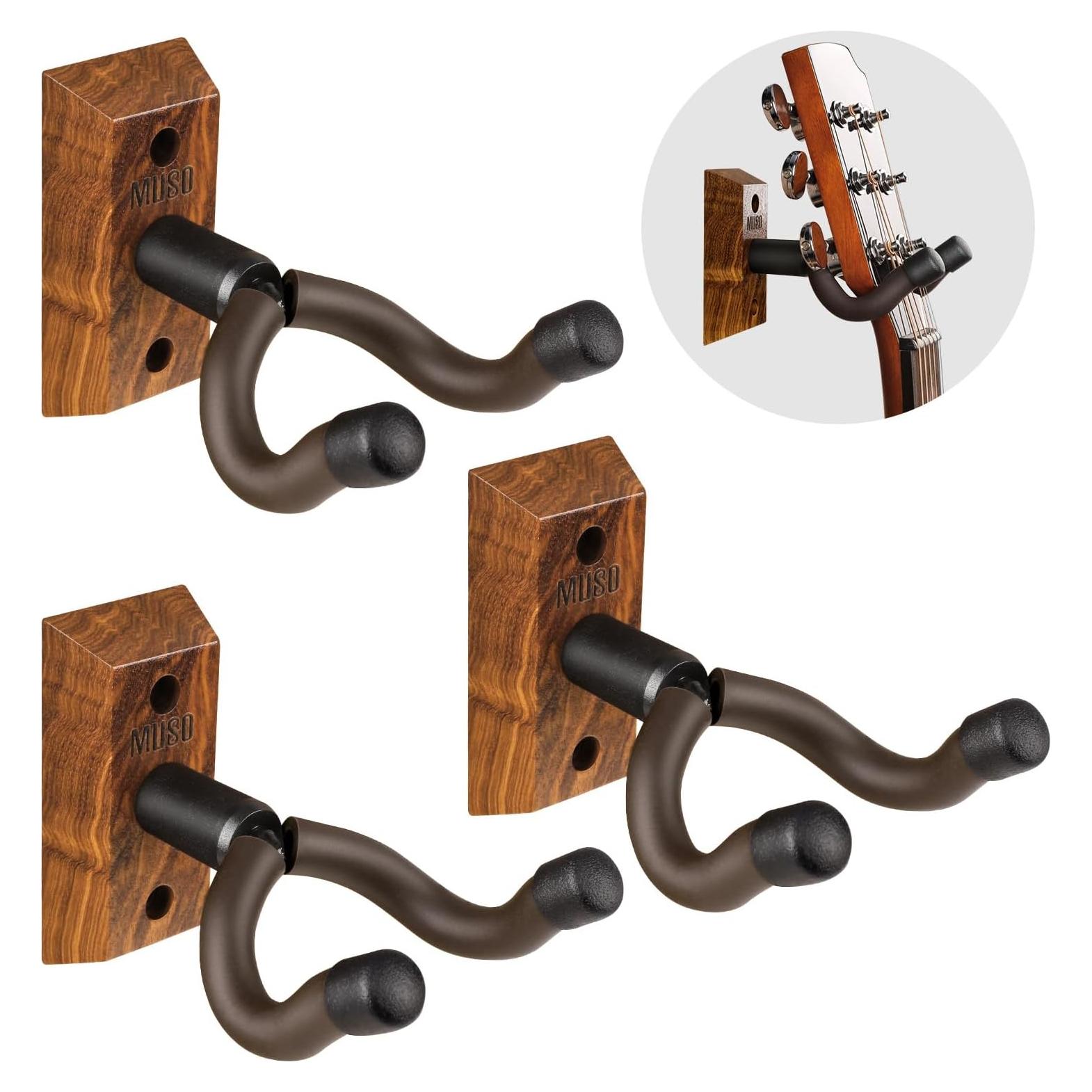 Soporte para guitarra MUSO Nature - Madera de cebra, 3 piezas