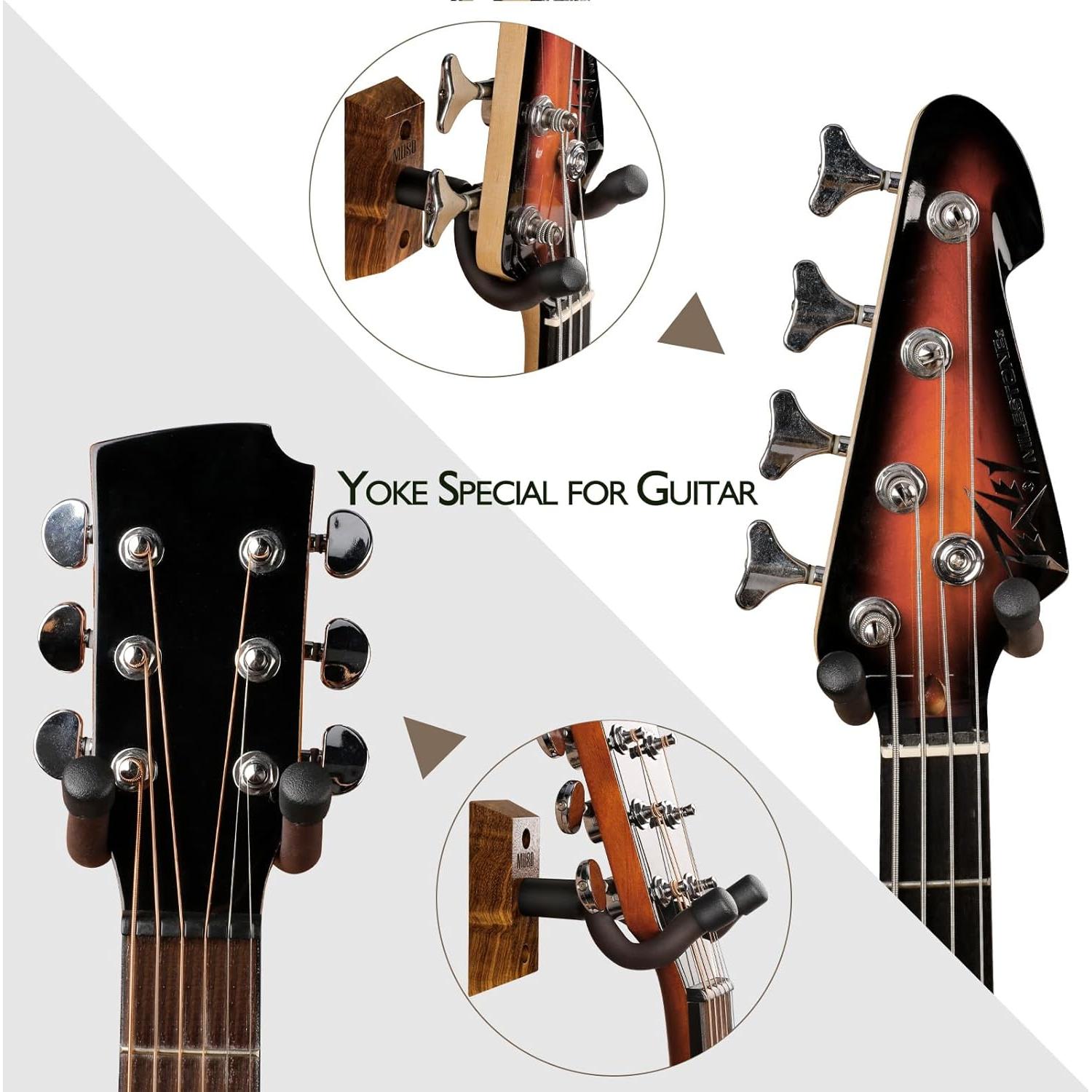 Soporte para guitarra MUSO Nature - Madera de cebra, 3 piezas