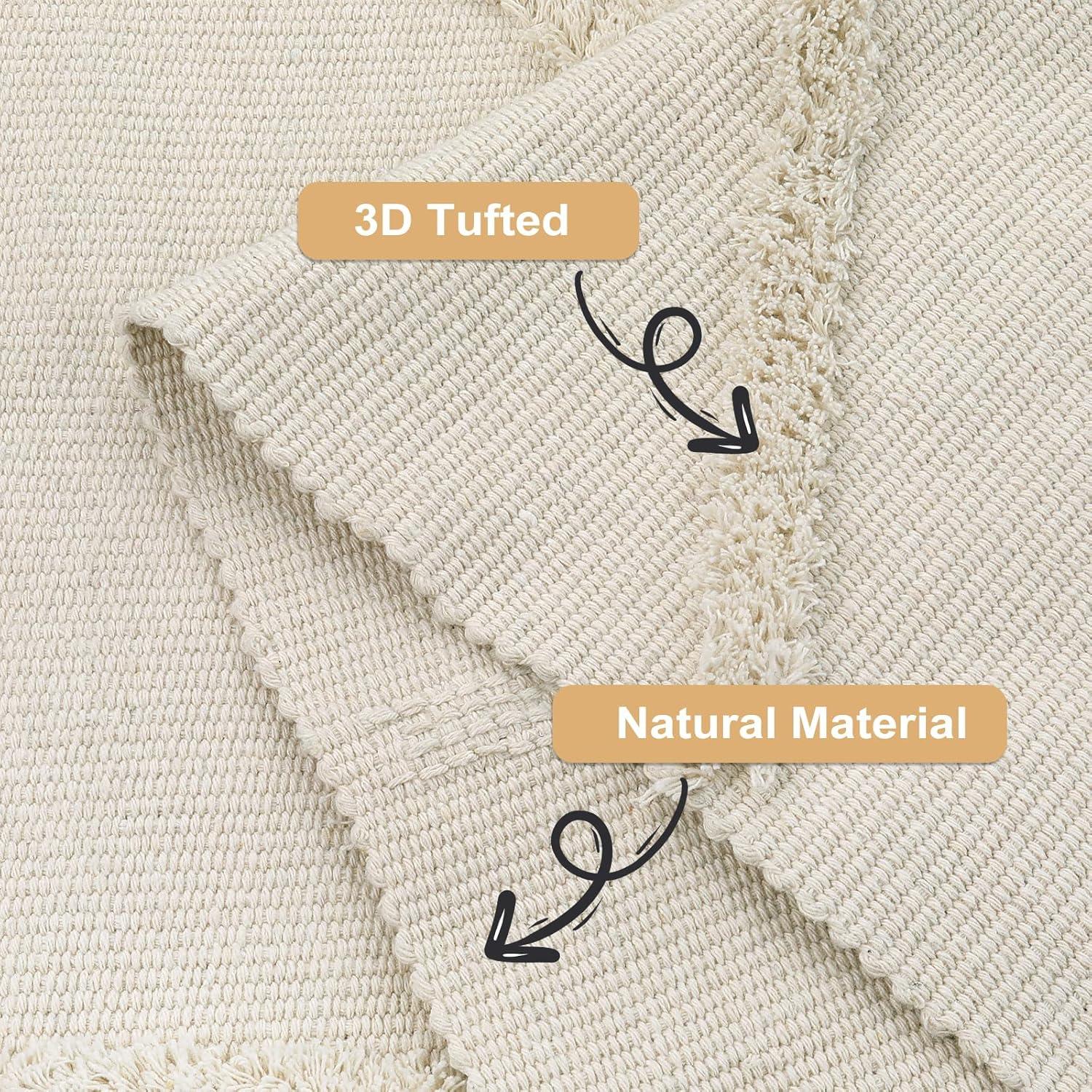 Alfombra Boho Uphome 1.19x1.83m Algodón Ojo Maligno Beige