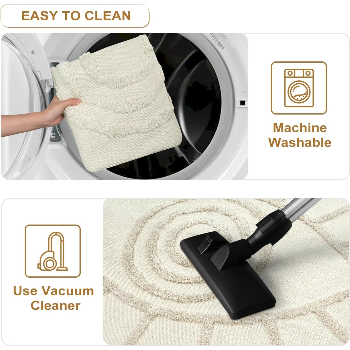 Alfombra Boho Uphome 1.19x1.83m Algodón Ojo Maligno Beige