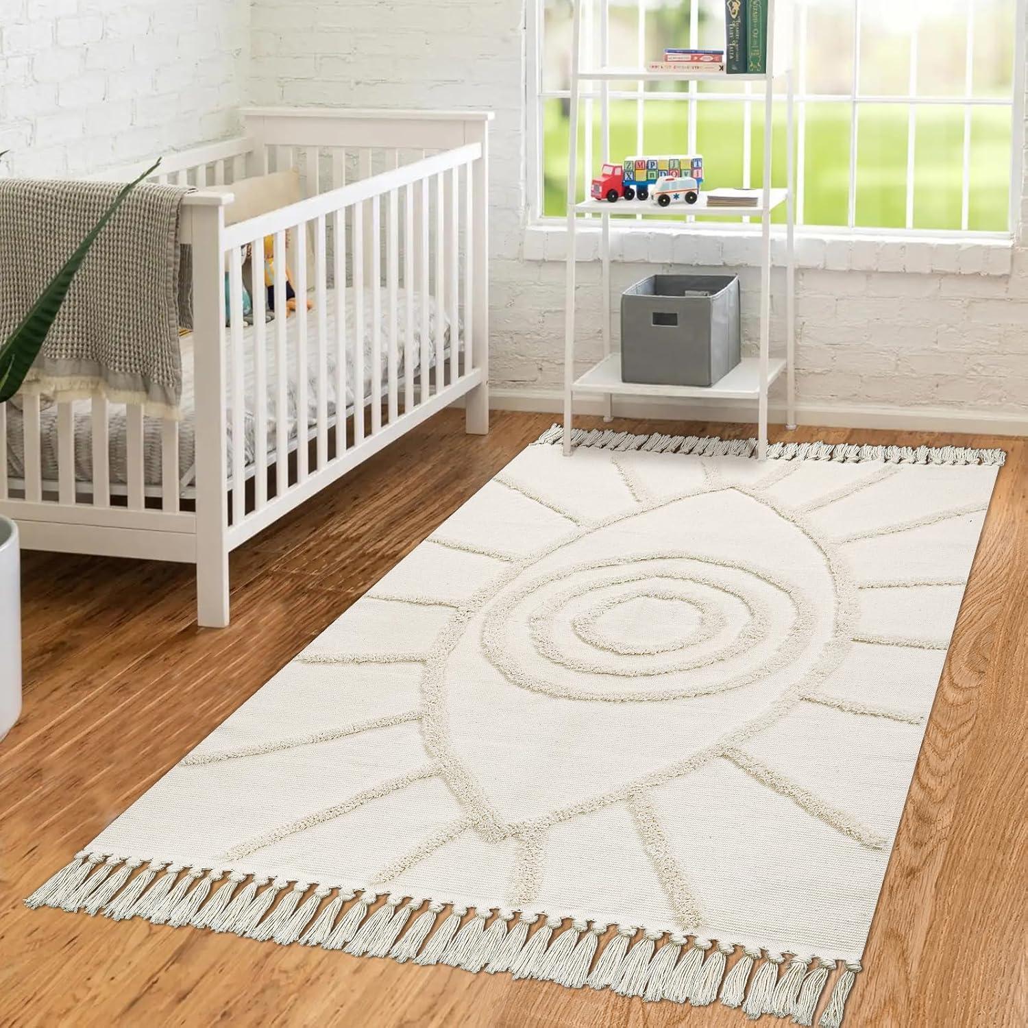Alfombra Boho Uphome 1.19x1.83m Algodón Ojo Maligno Beige