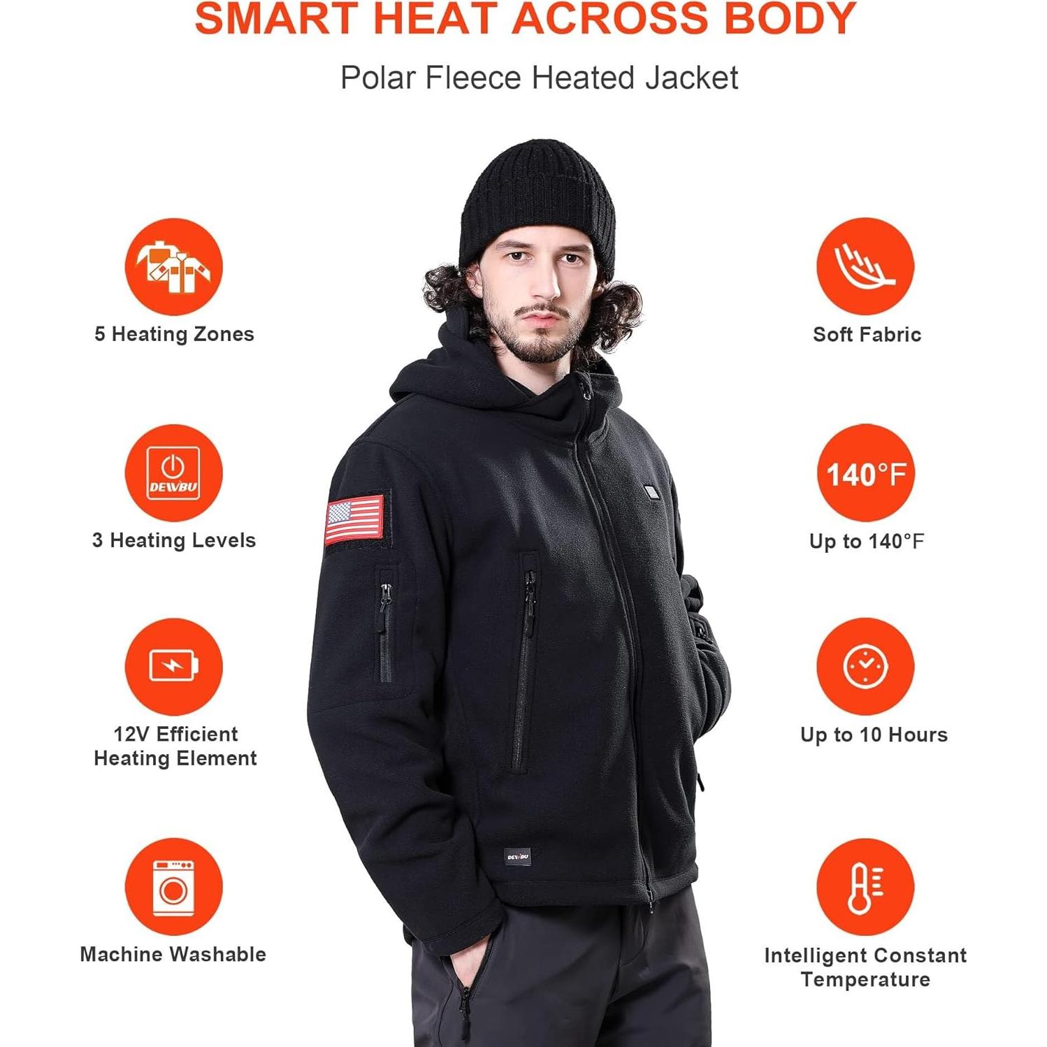 Chaqueta Térmica DEWBU para Hombres 12V con Batería 54Wh